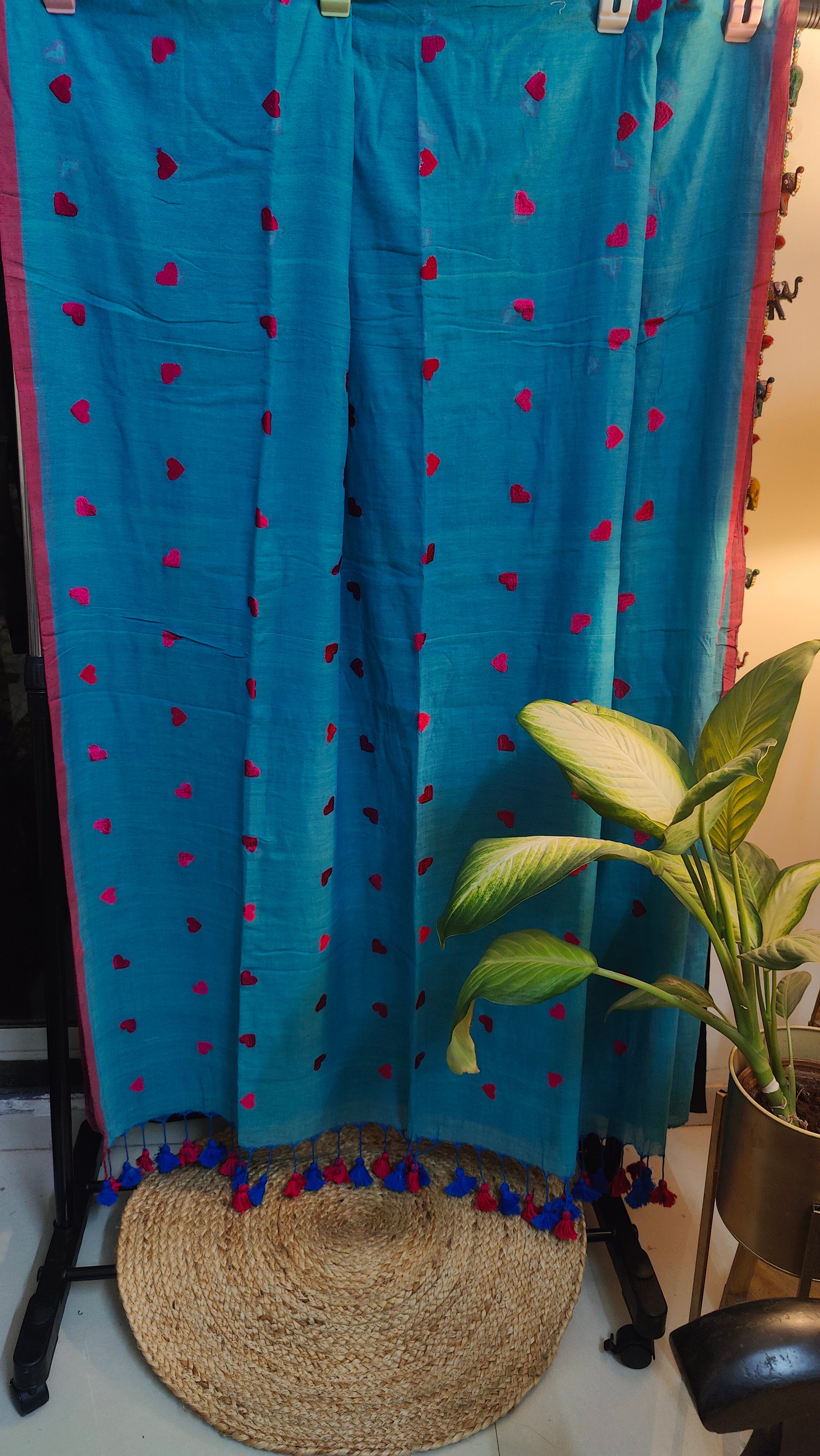 Heart Embroidery design Sarees