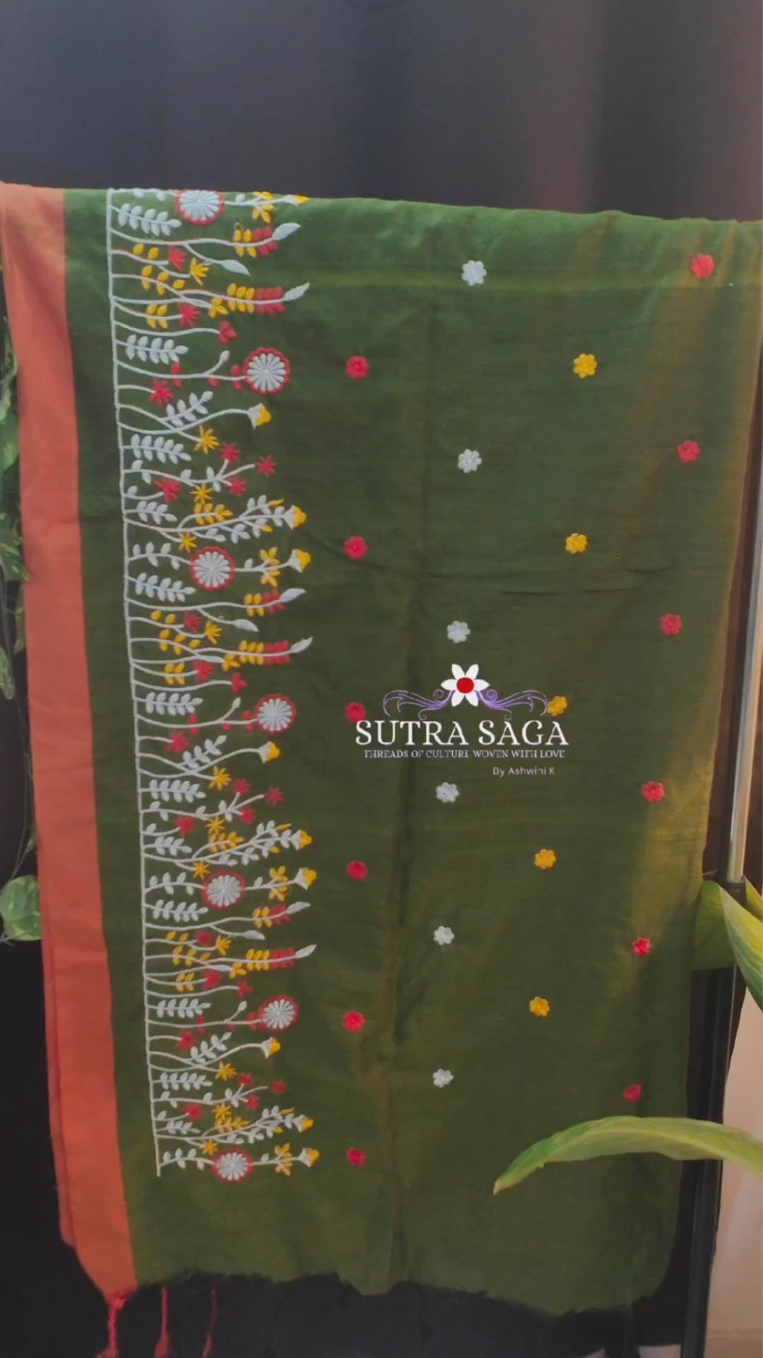 Load video: Khadi Saree with Embroidery