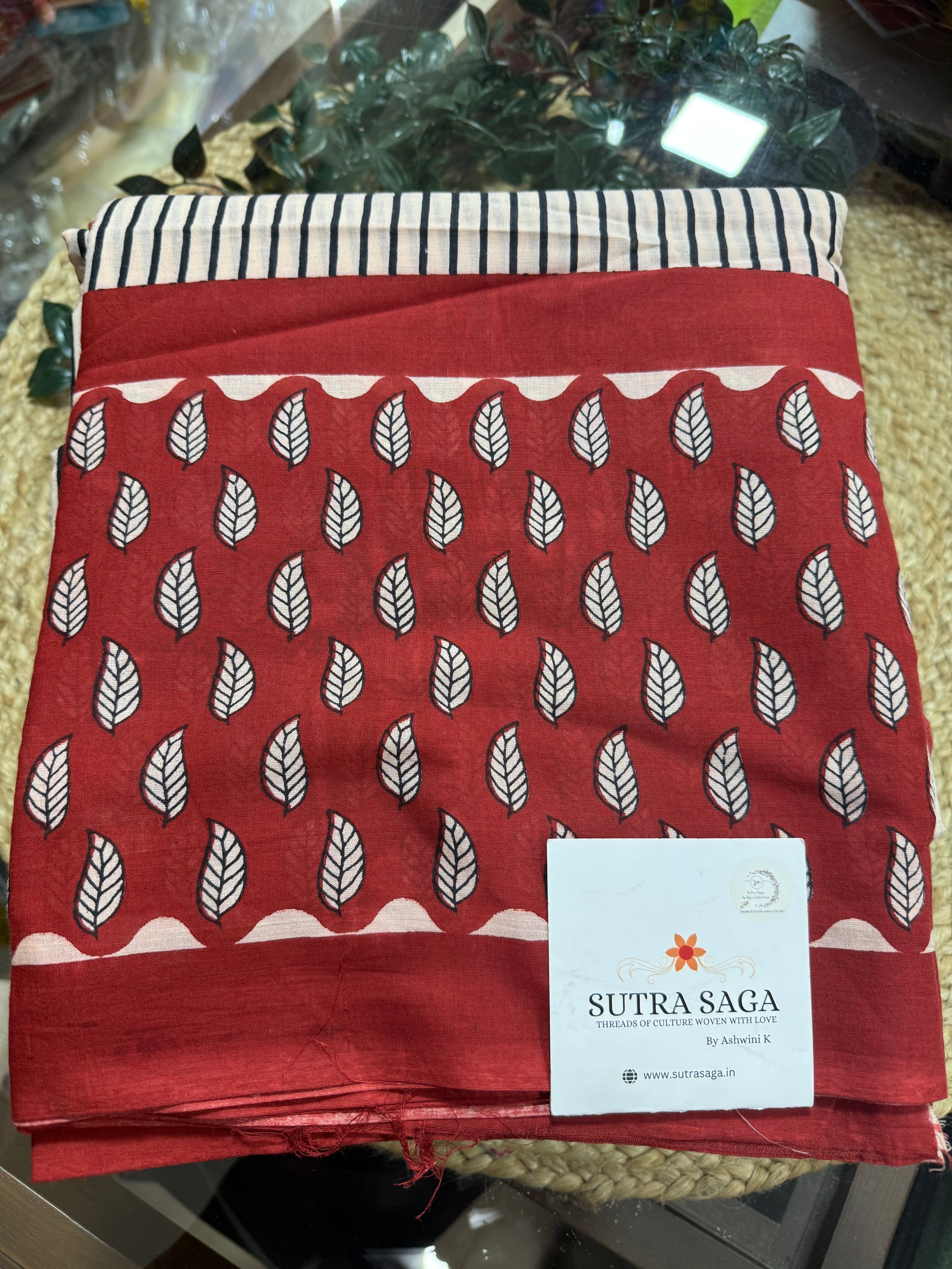 Hand Block Cotton Sarees with blouse piece