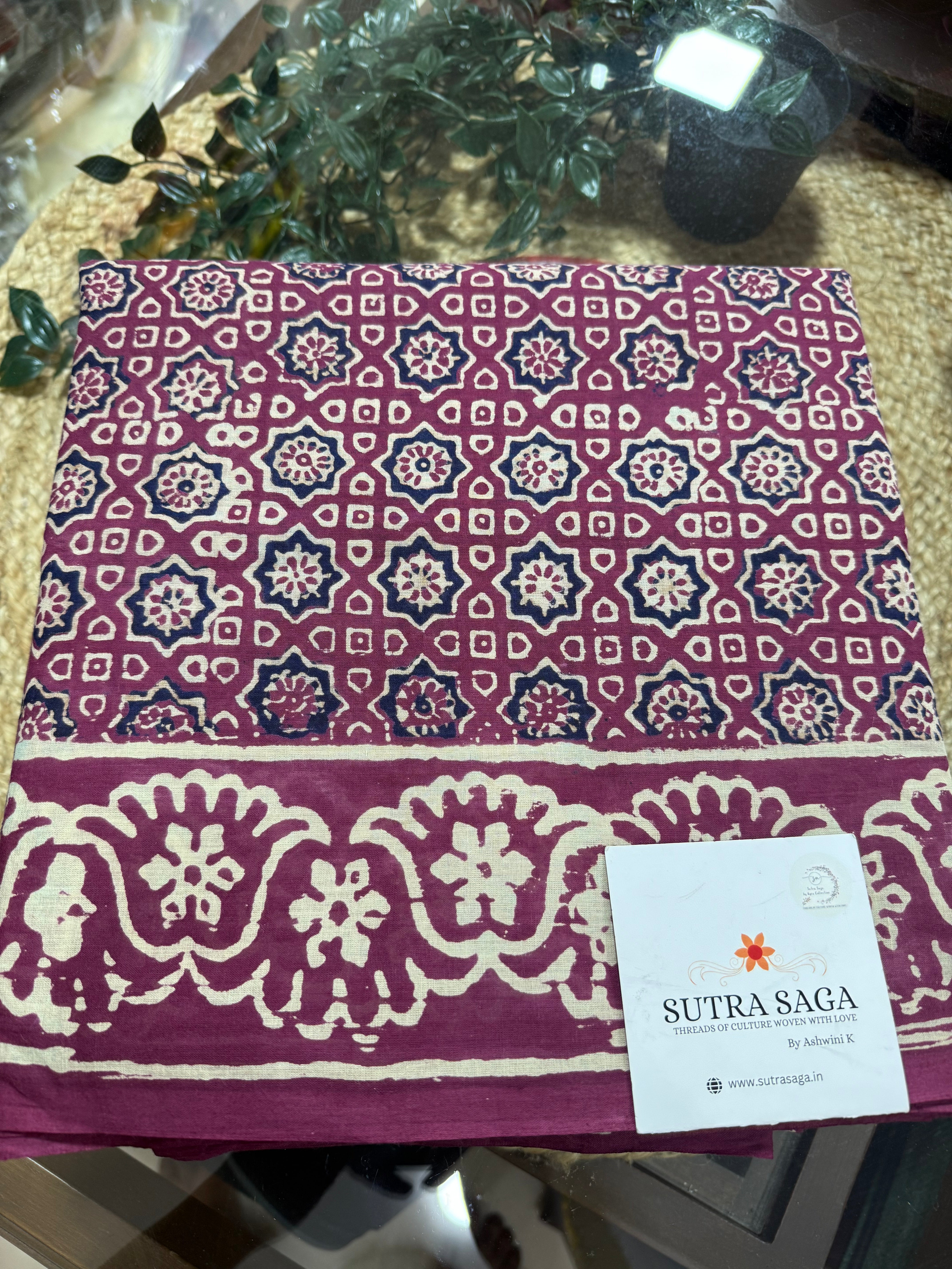 Hand Block Cotton Sarees with blouse piece