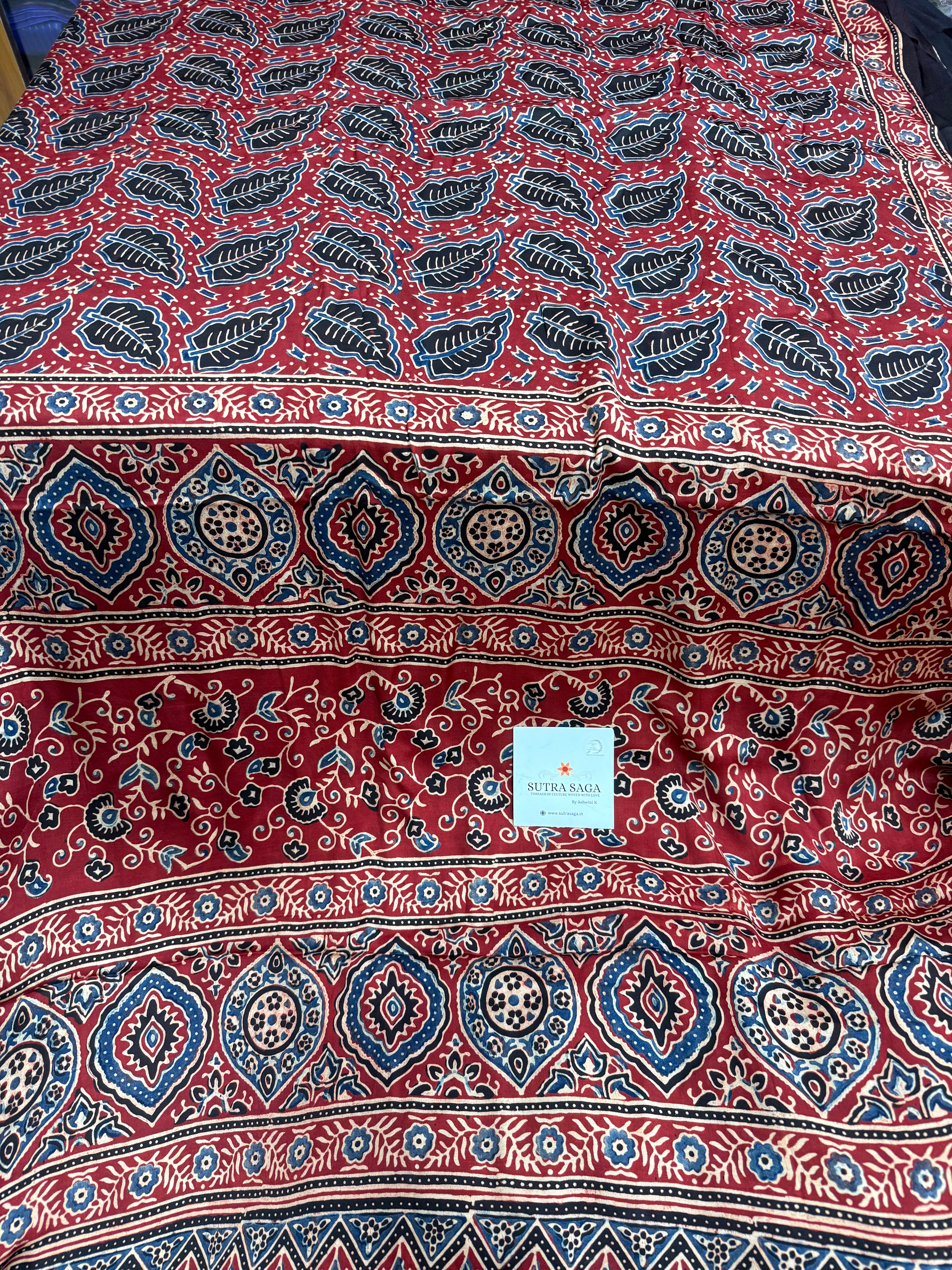 Premium Ajrakh Modal Silk Sarees