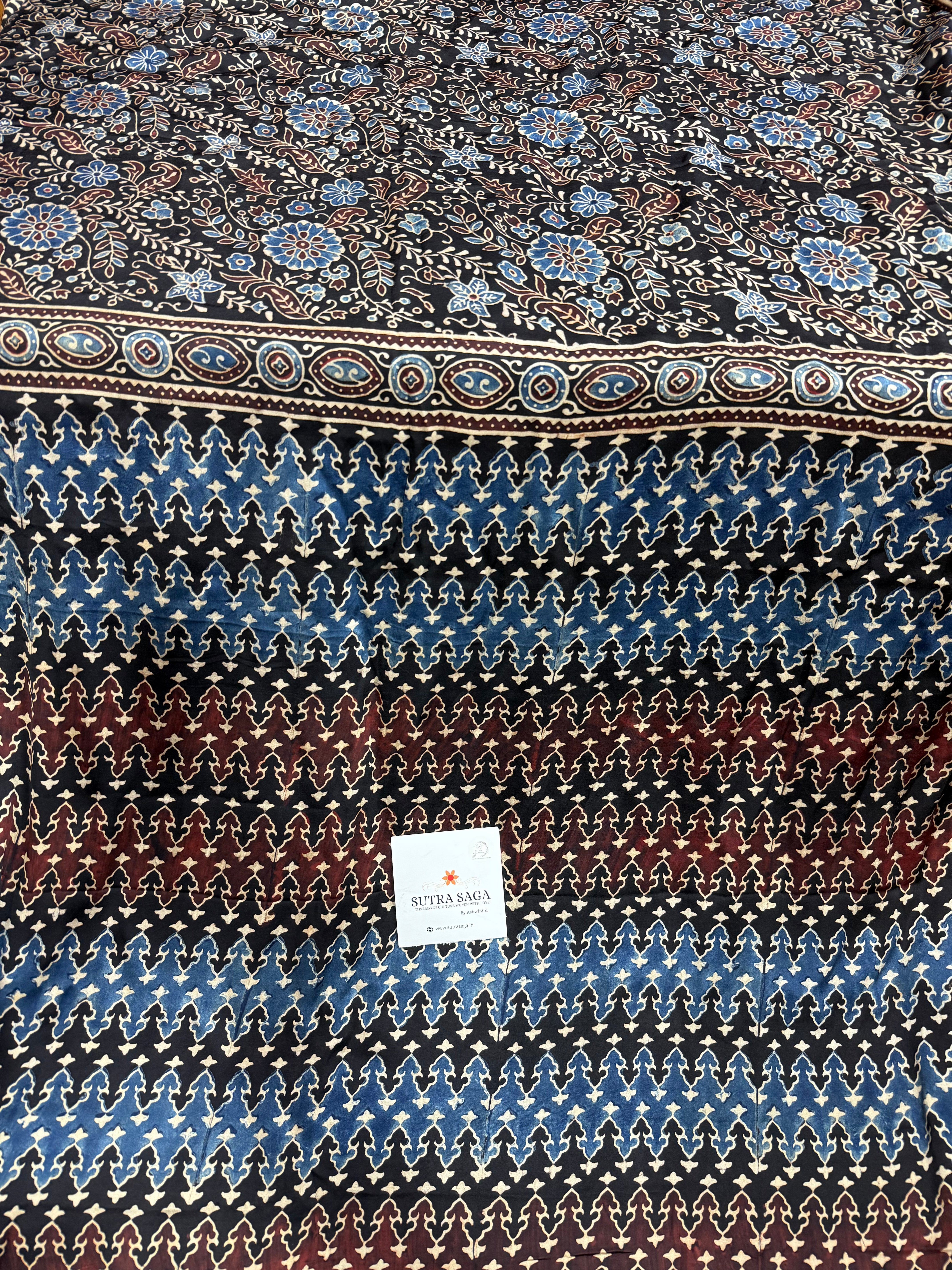 Premium Ajrakh Modal Silk Saree