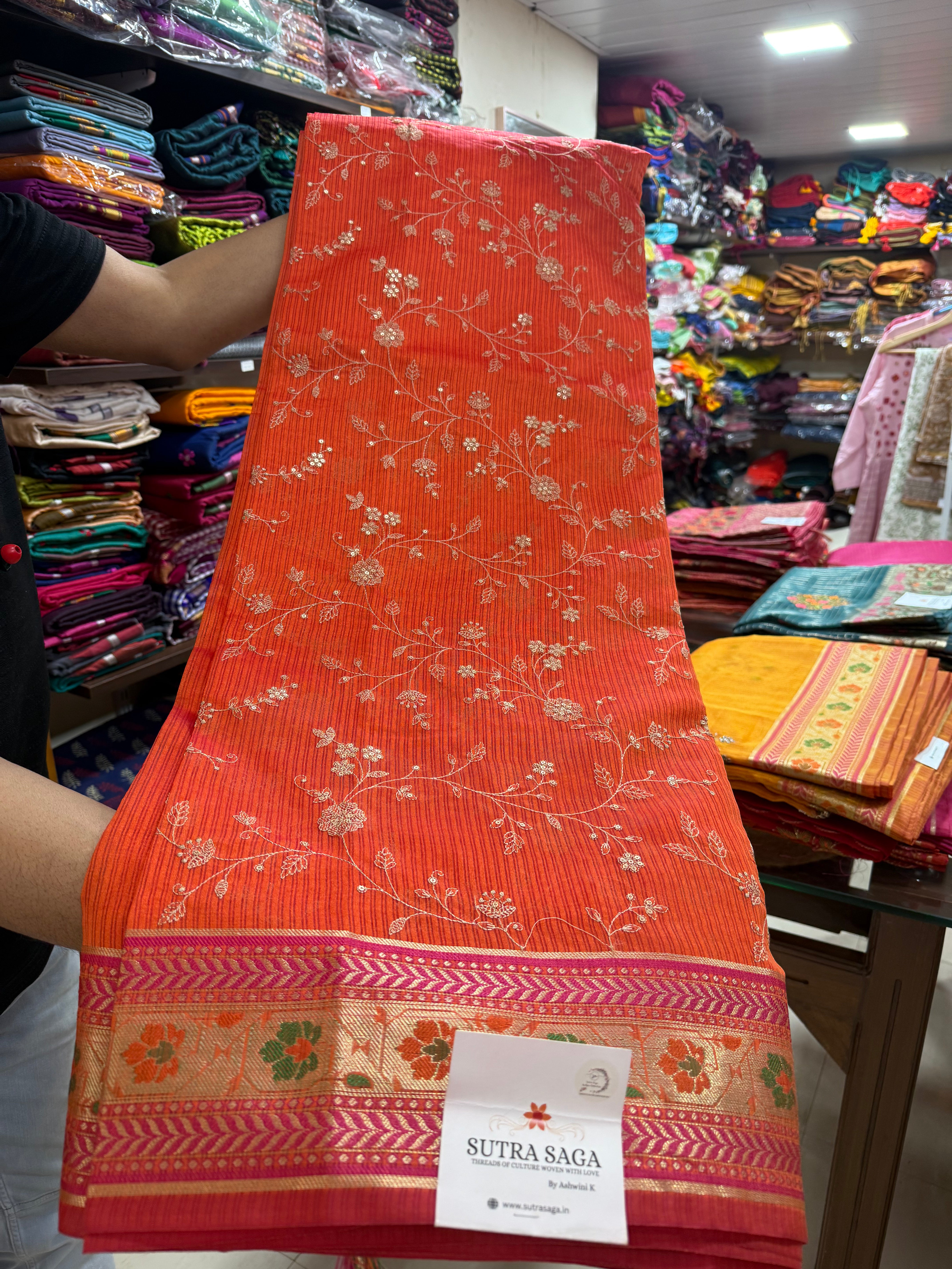 Zari Embroidery Sarees