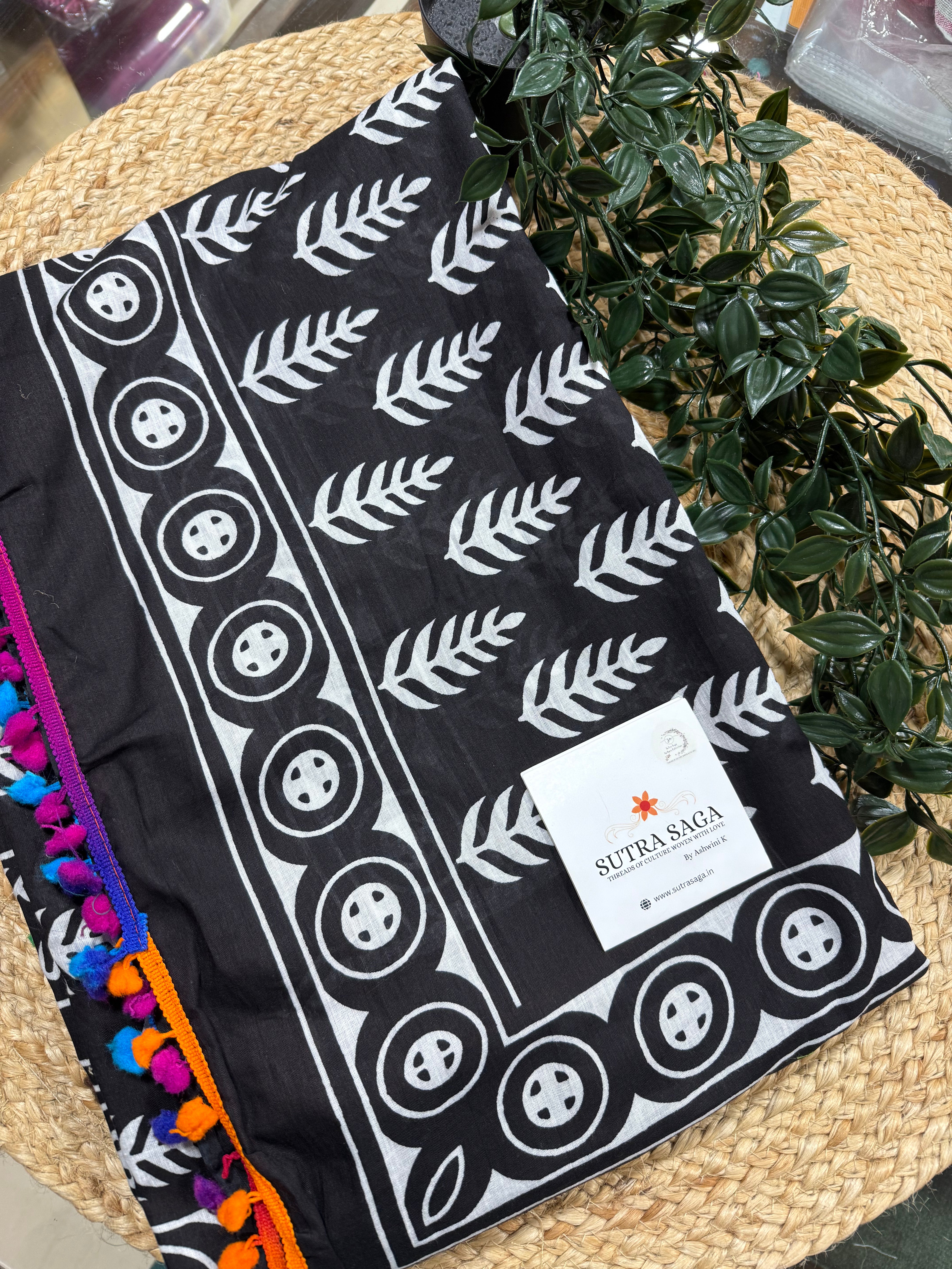 Mul Cotton Saree with Handblock print