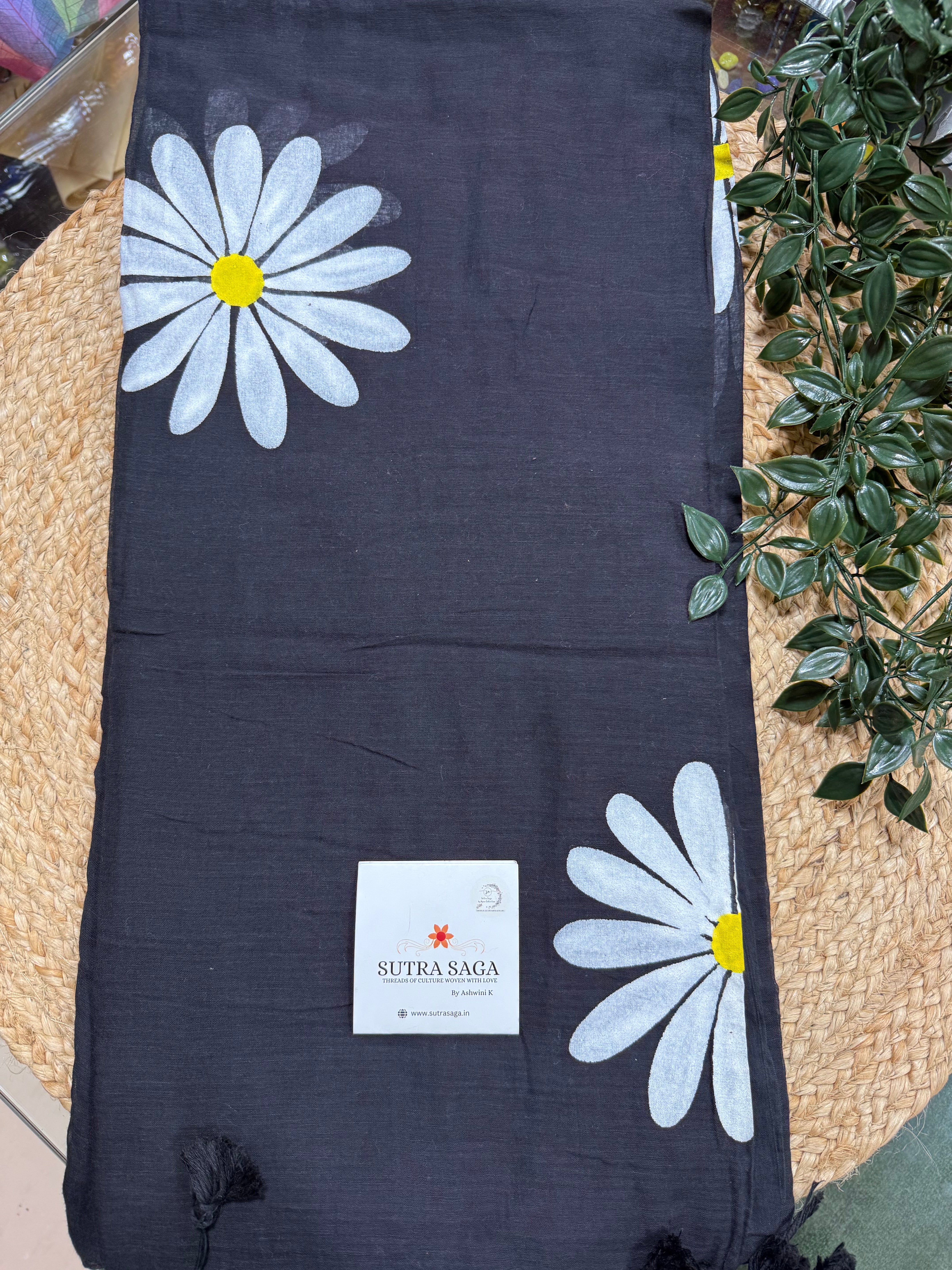 Mul Cotton Hand Painted Saree