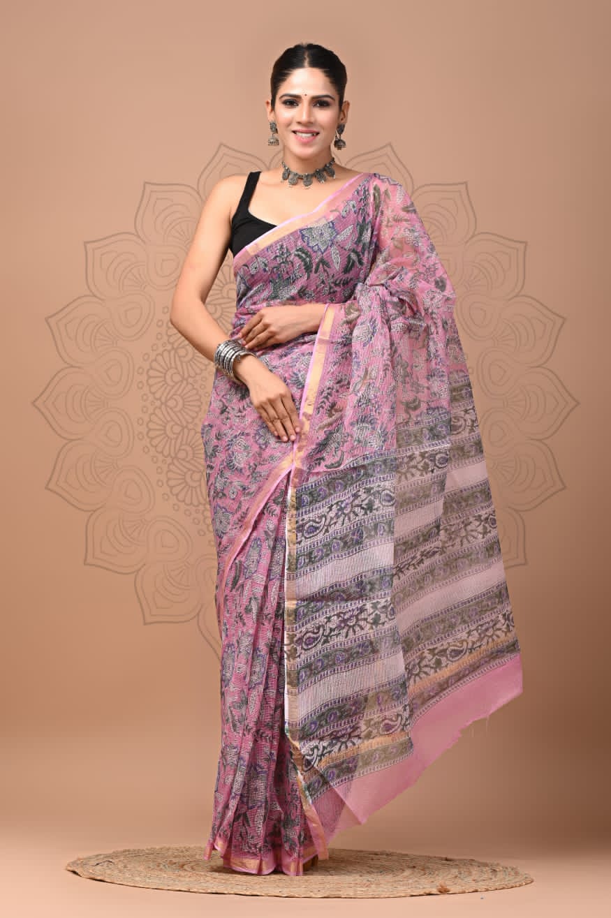 Kota Doria Floral Saree