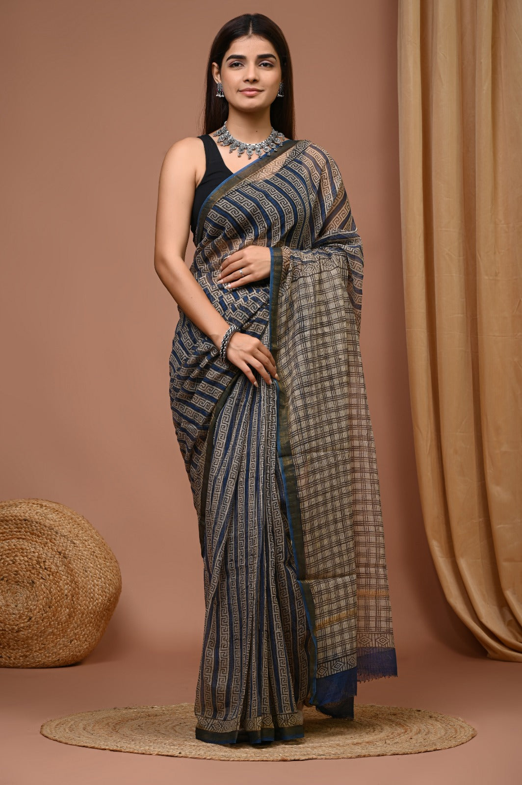 Kota Doria Saree with stripes