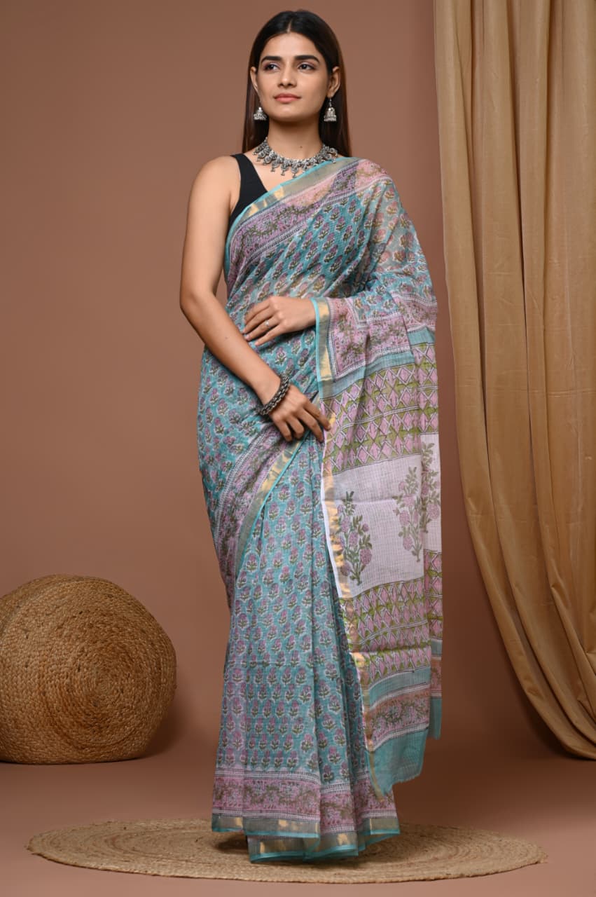 Kota Doria Saree with Floral beauty