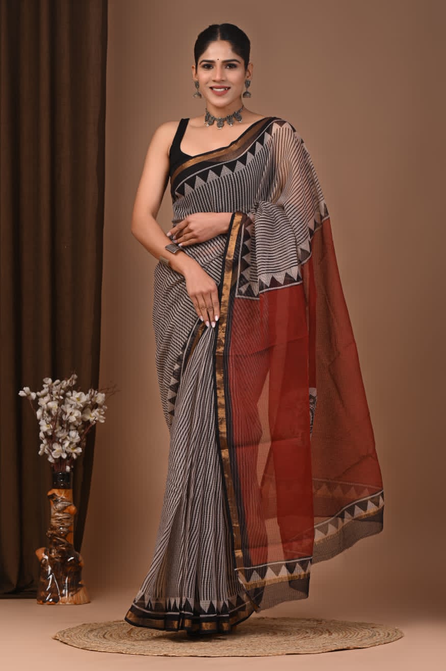 Kota Doria Saree with Stripes