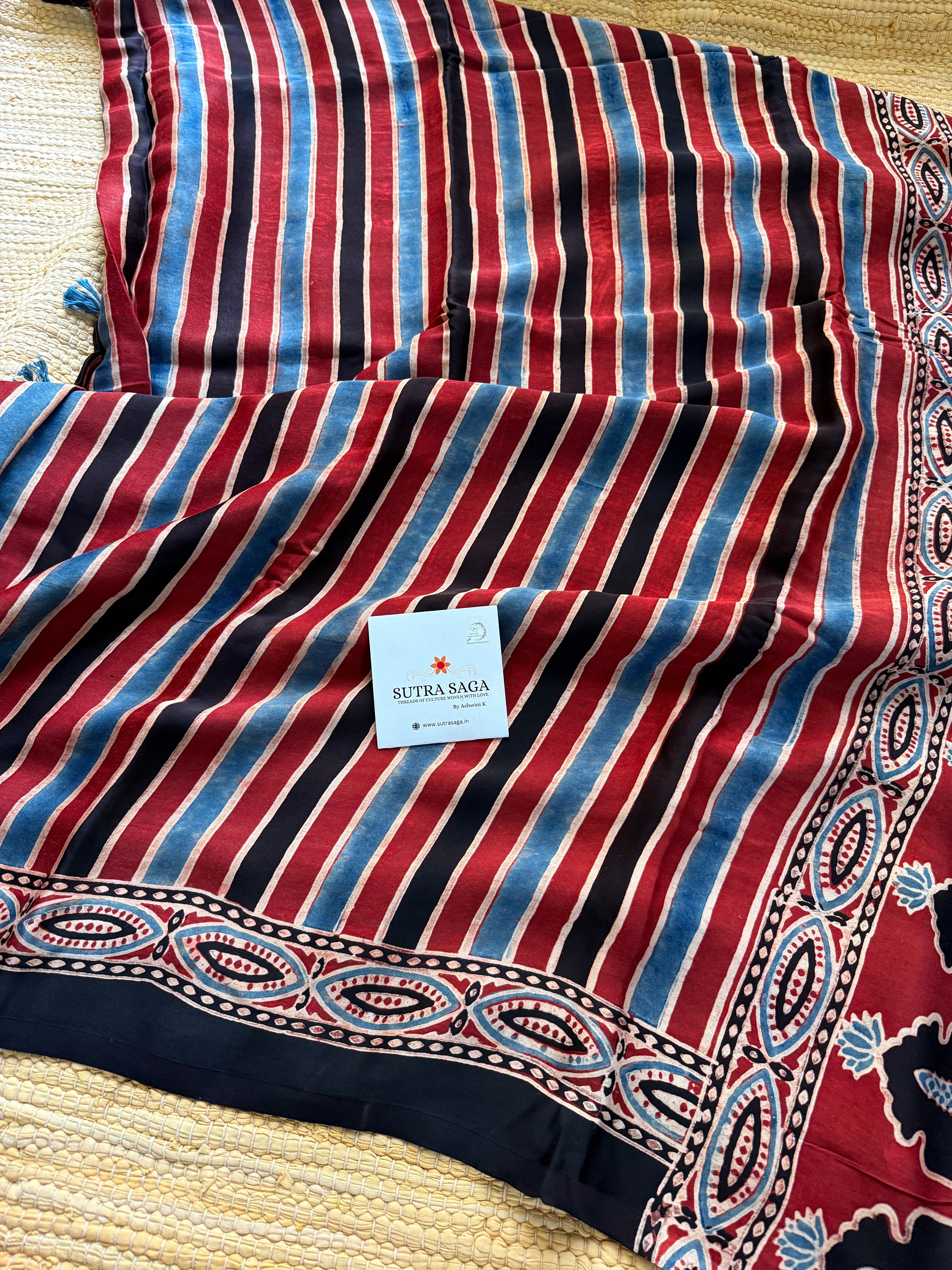 Pure Ajrakh Modal Silk Sarees