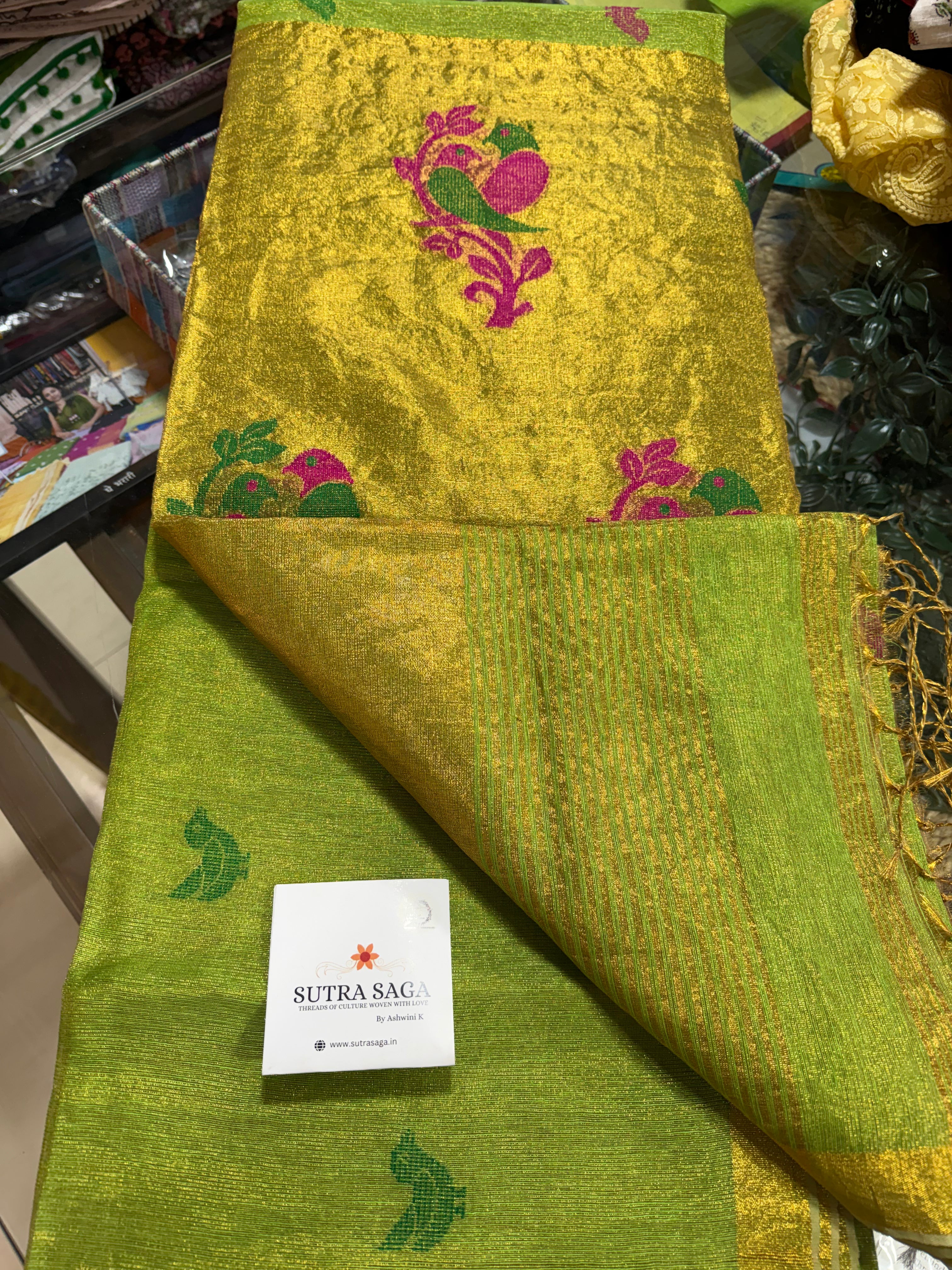 Pure Tissue Linen Paithani Jamdani