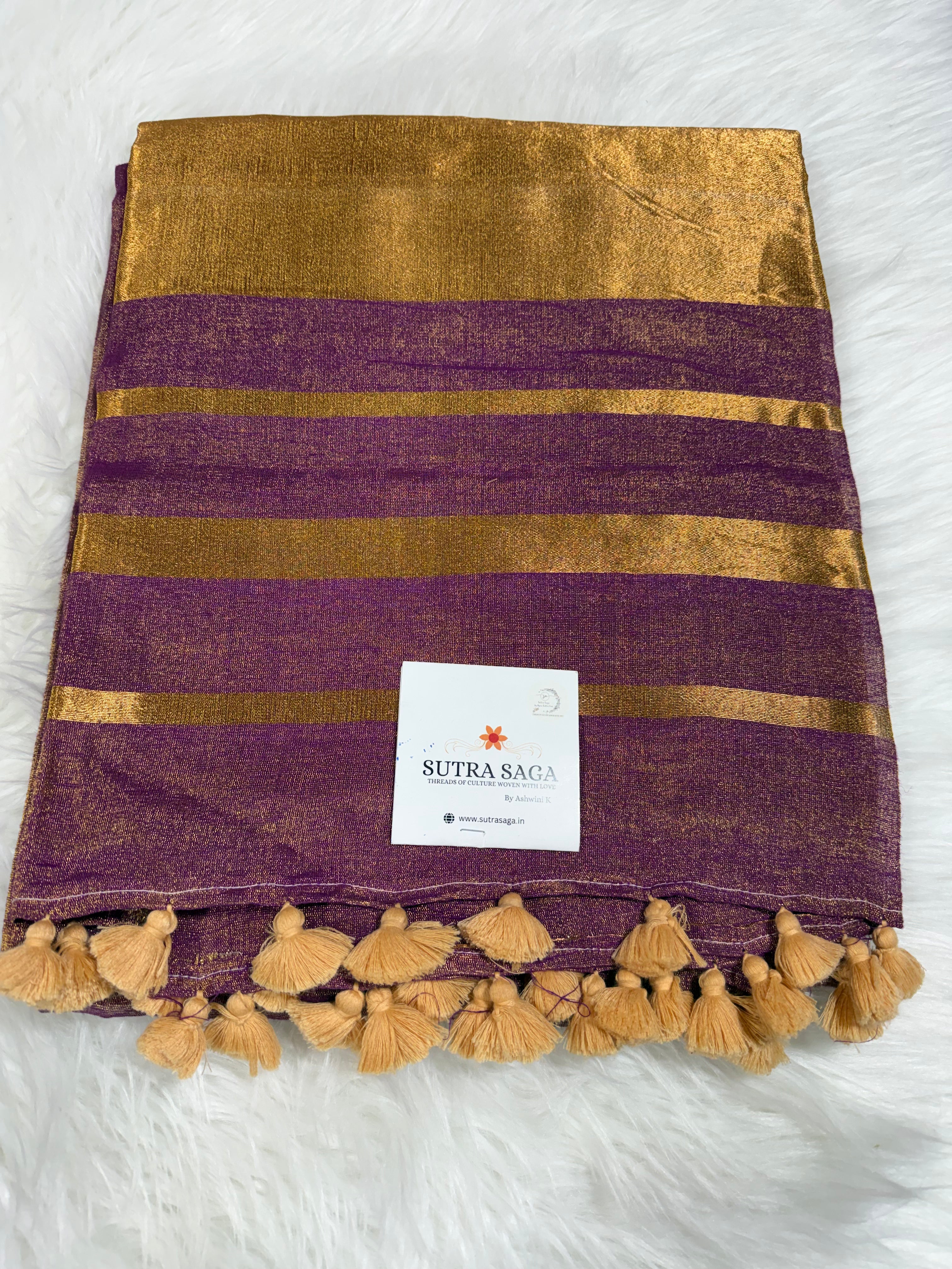 Classy Tissue Saree -Dark Purple