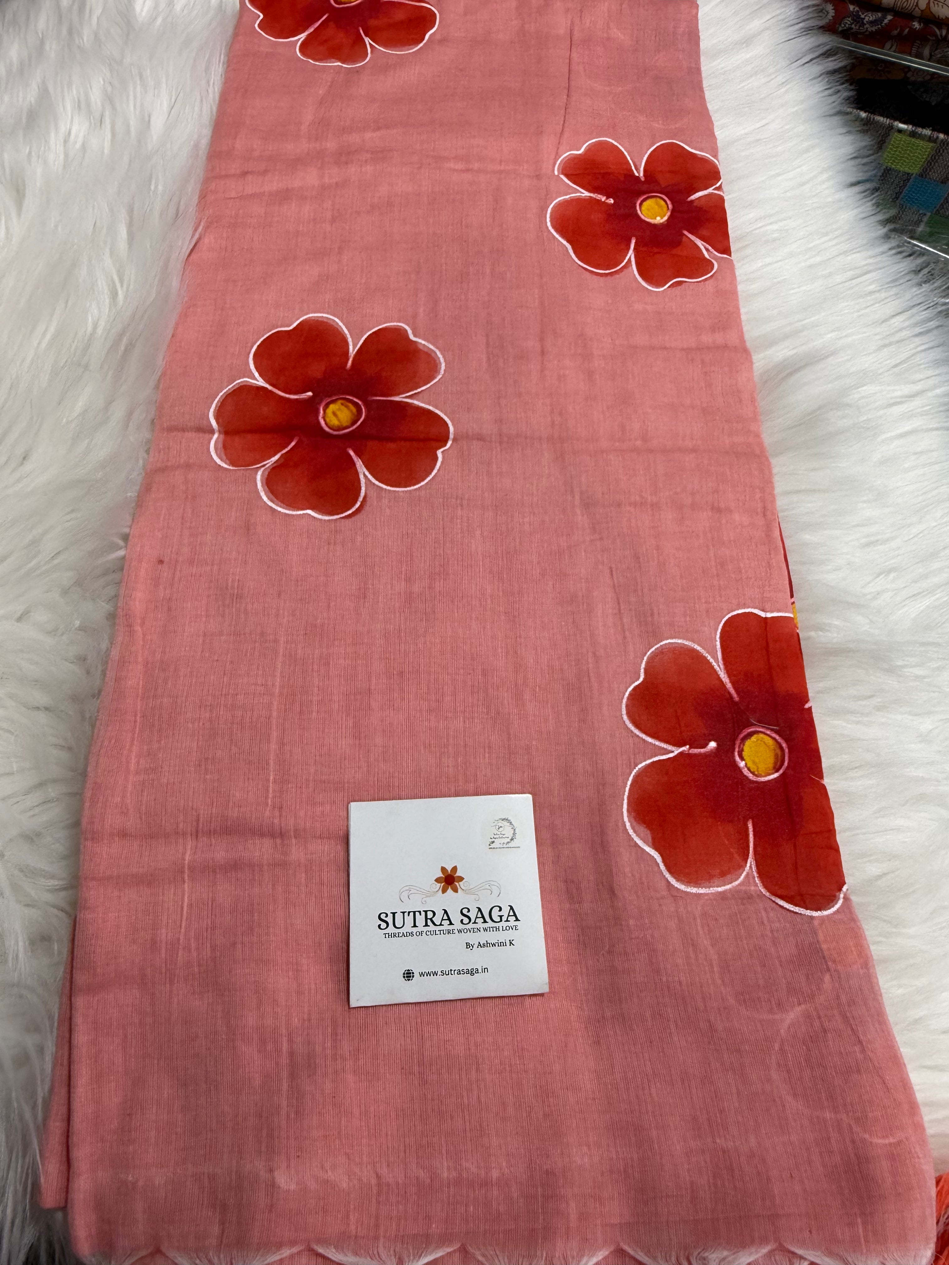 Fulwa Handpainted Mul cotton saree