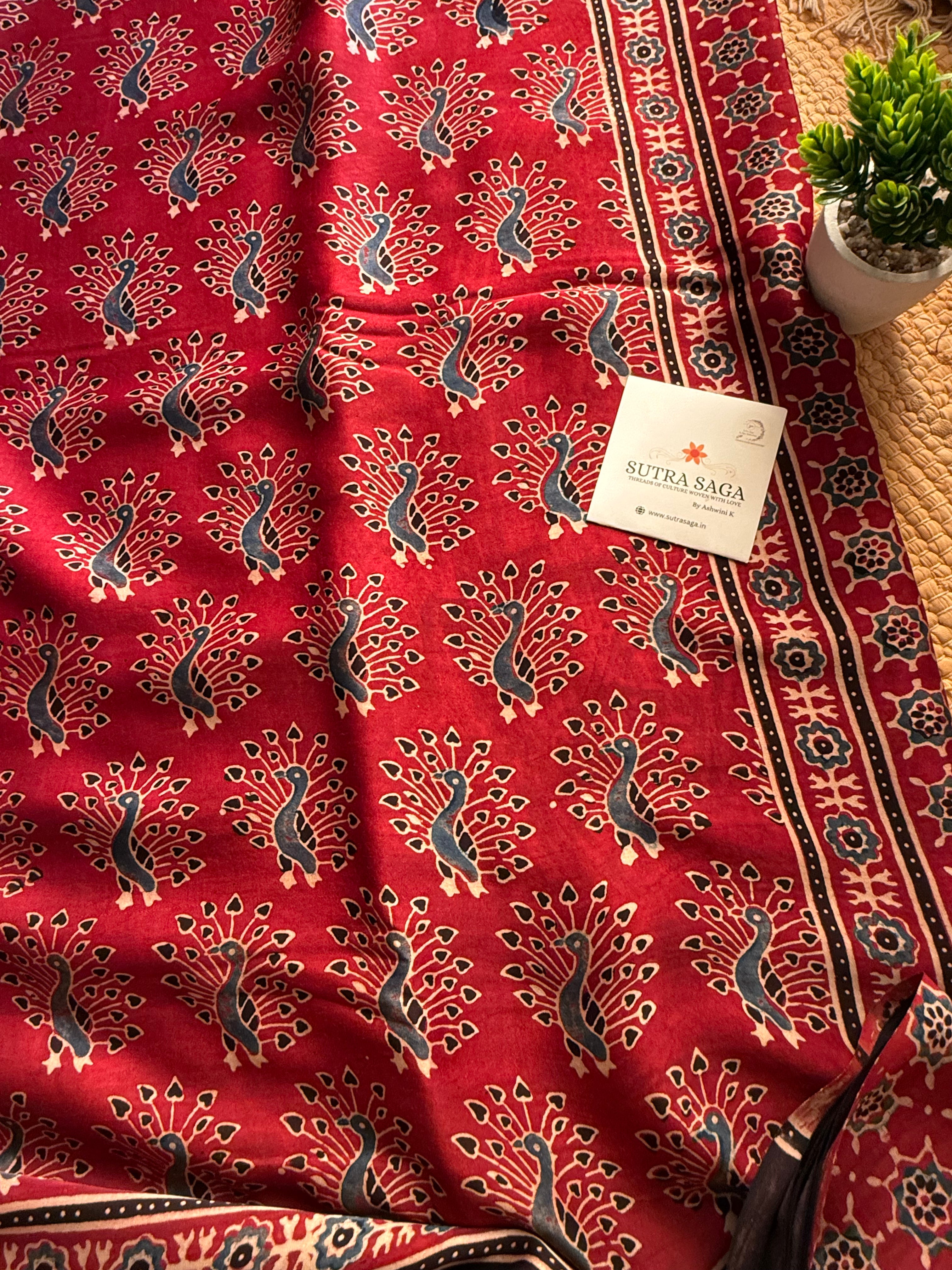 Premium Ajrakh Modal Silk Saree