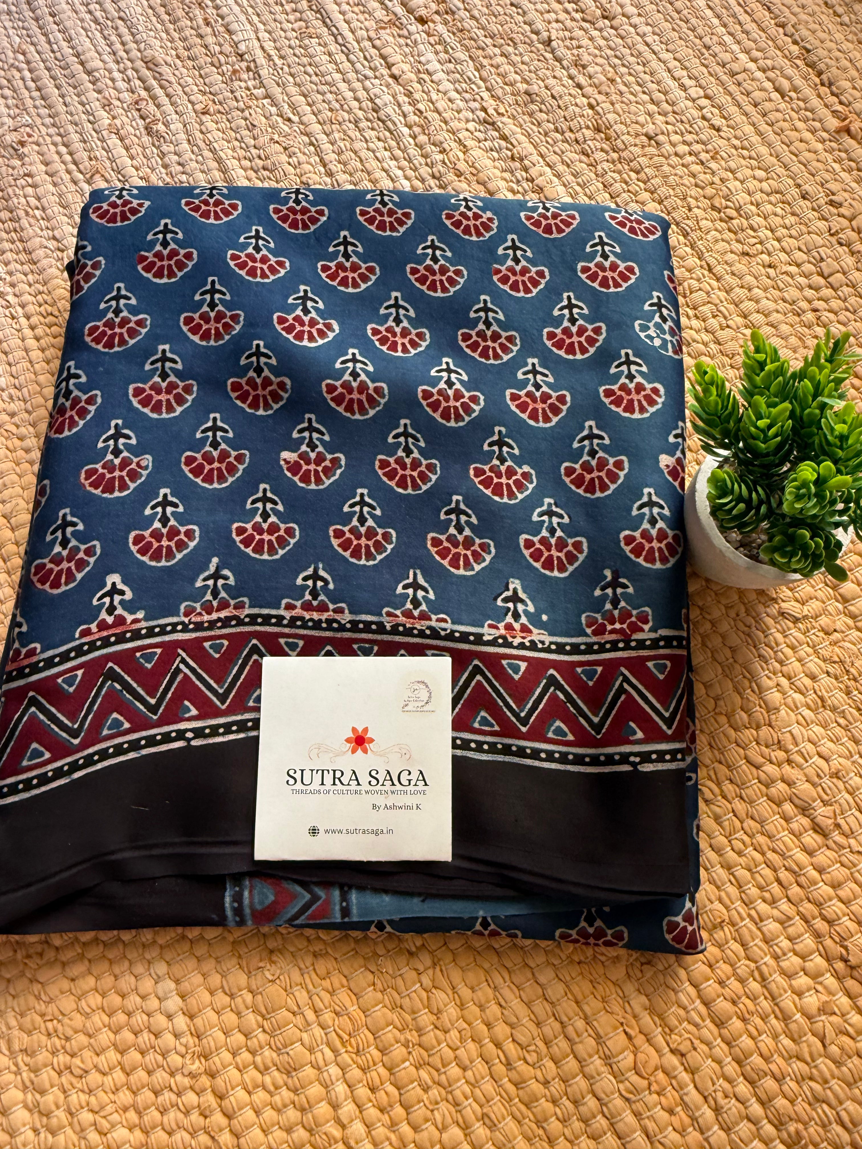 Premium Ajrakh Modal Silk Saree