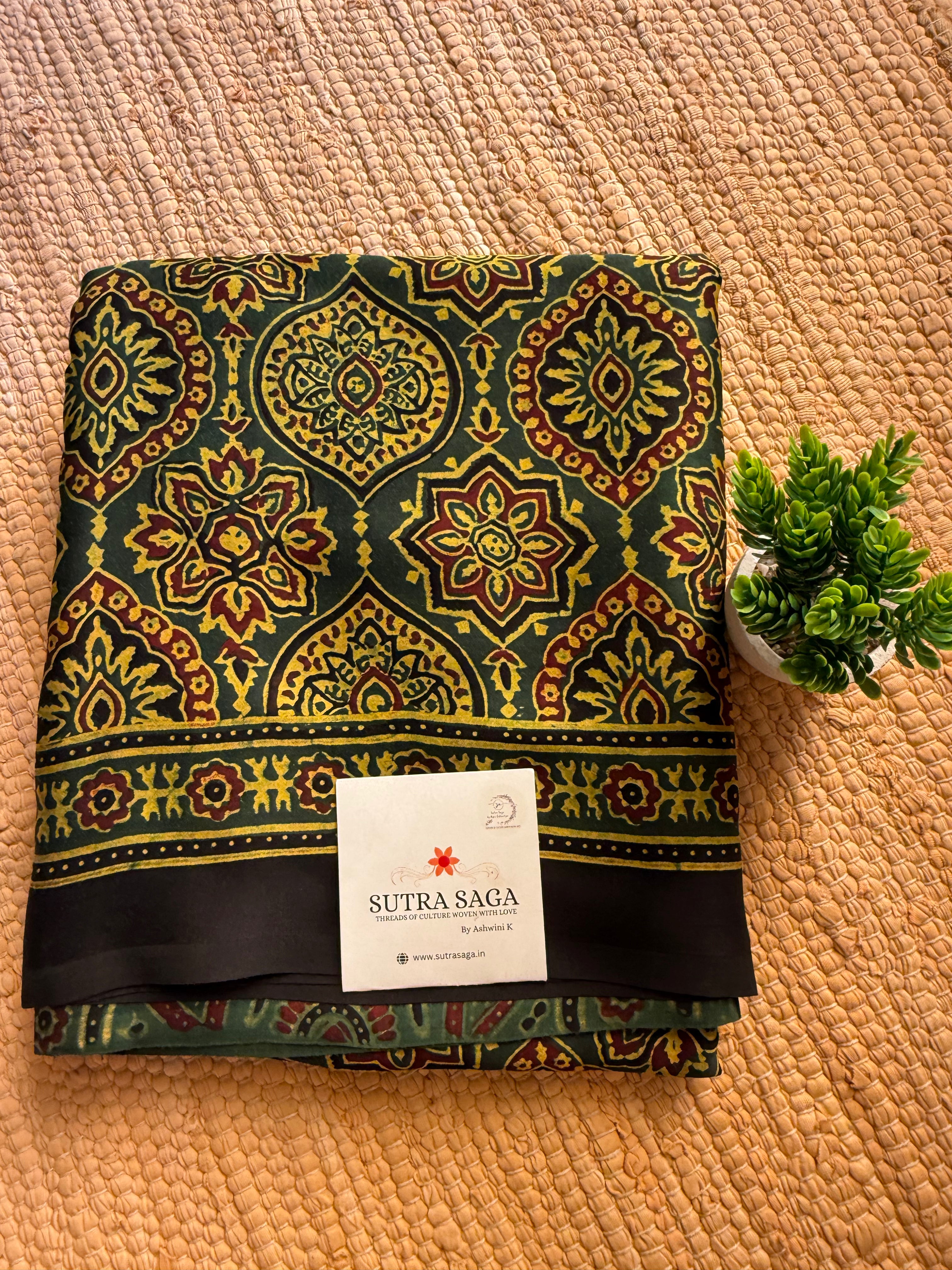 Premium Ajrakh Modal Silk Saree