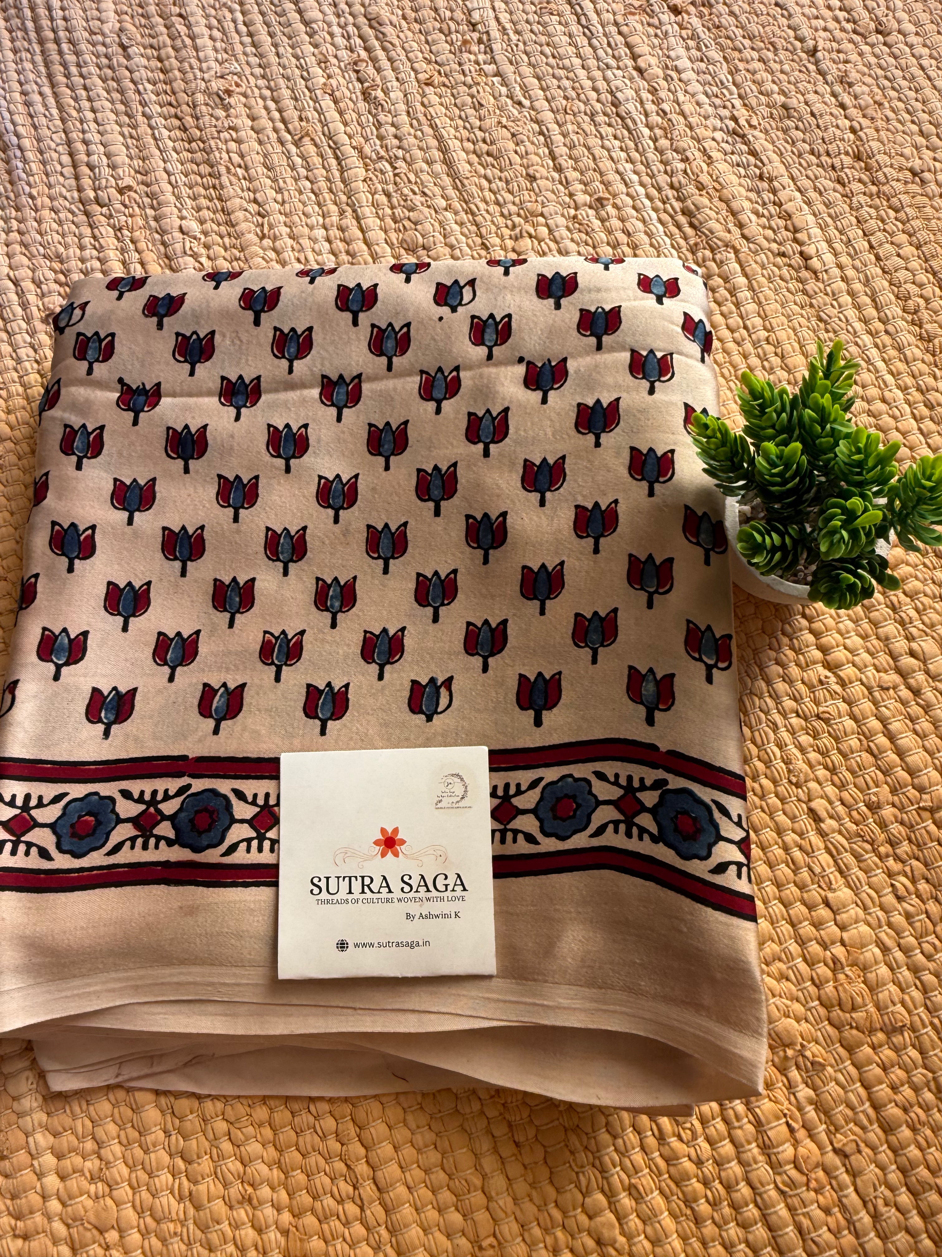 Premium Ajrakh Modal Silk Sarees