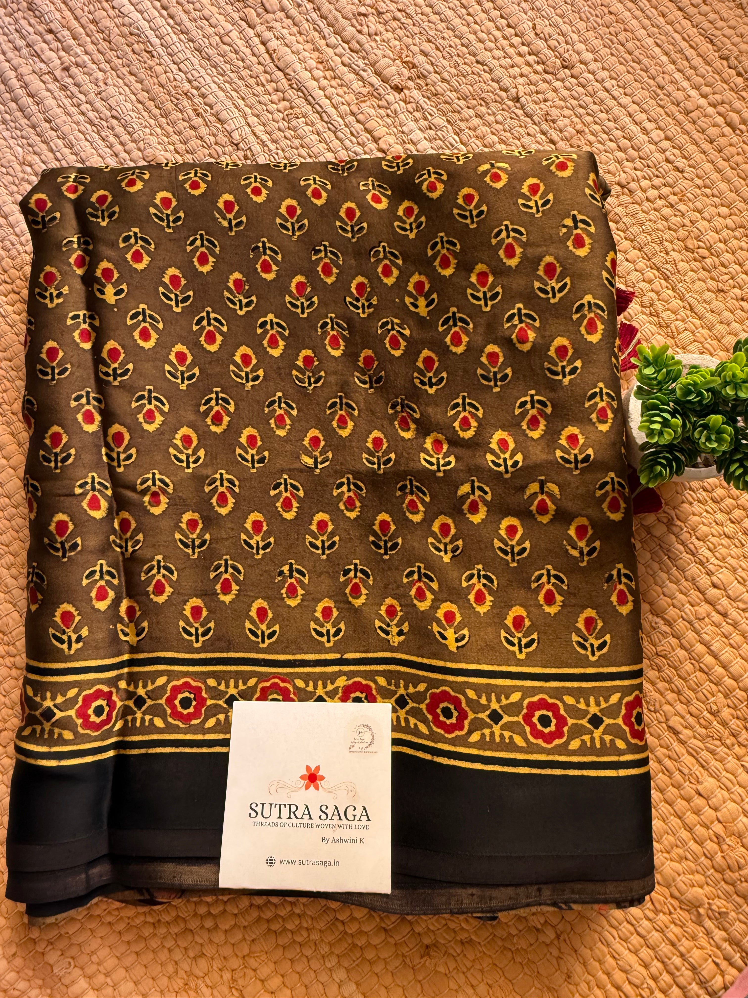 Premium Ajrakh Modal Silk Sarees