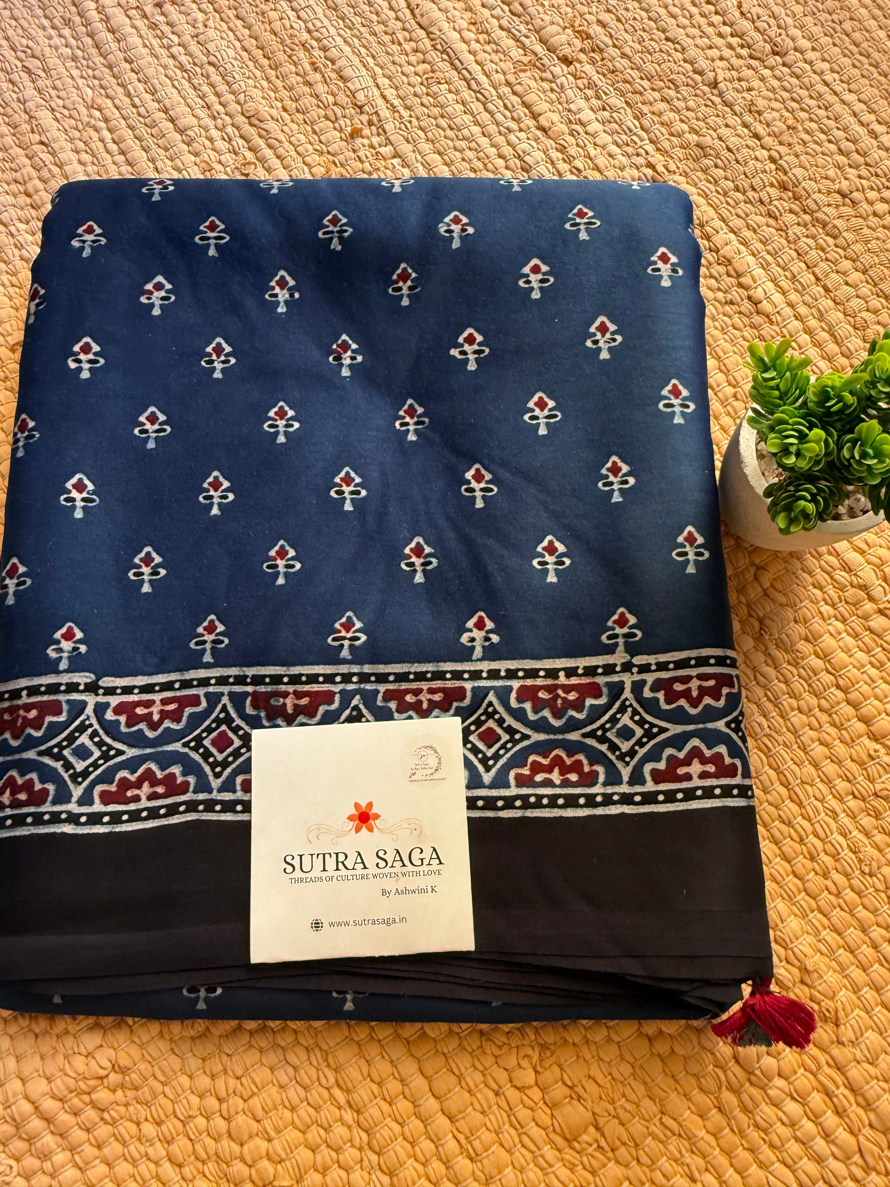 Premium Ajrakh Modal Silk Saree