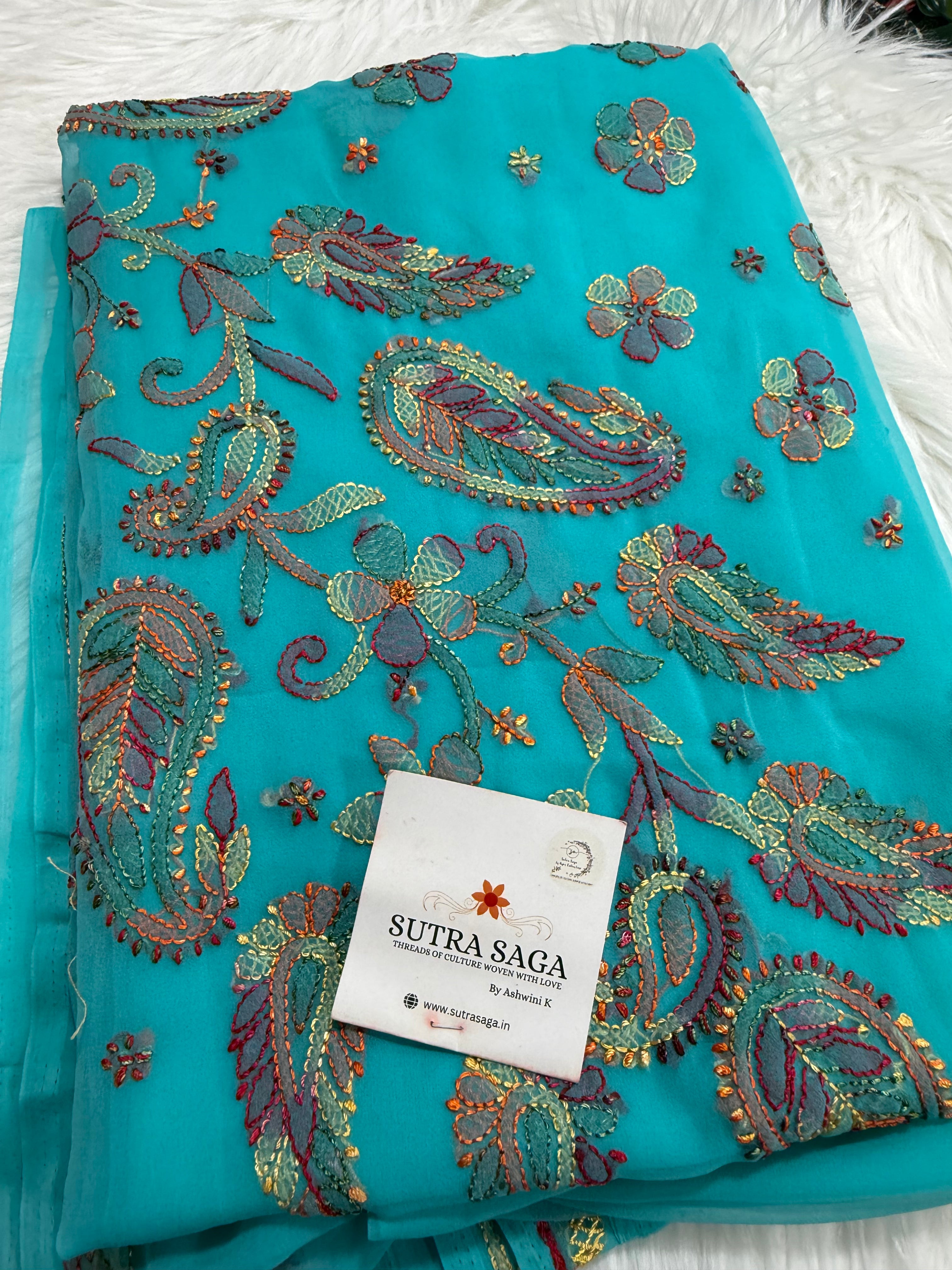 Georgette Handwork Saree