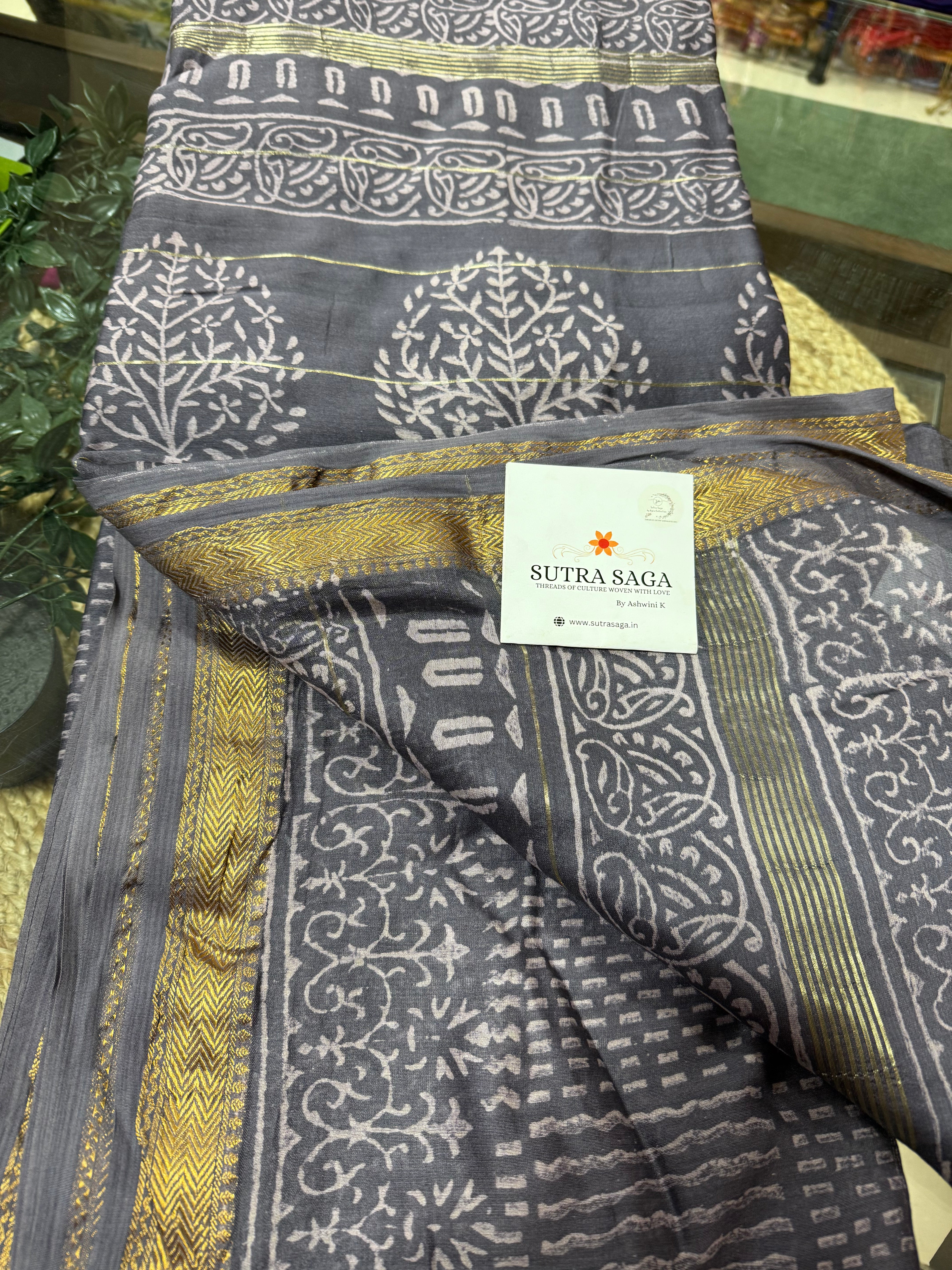 Maheshwari Handblock Saree