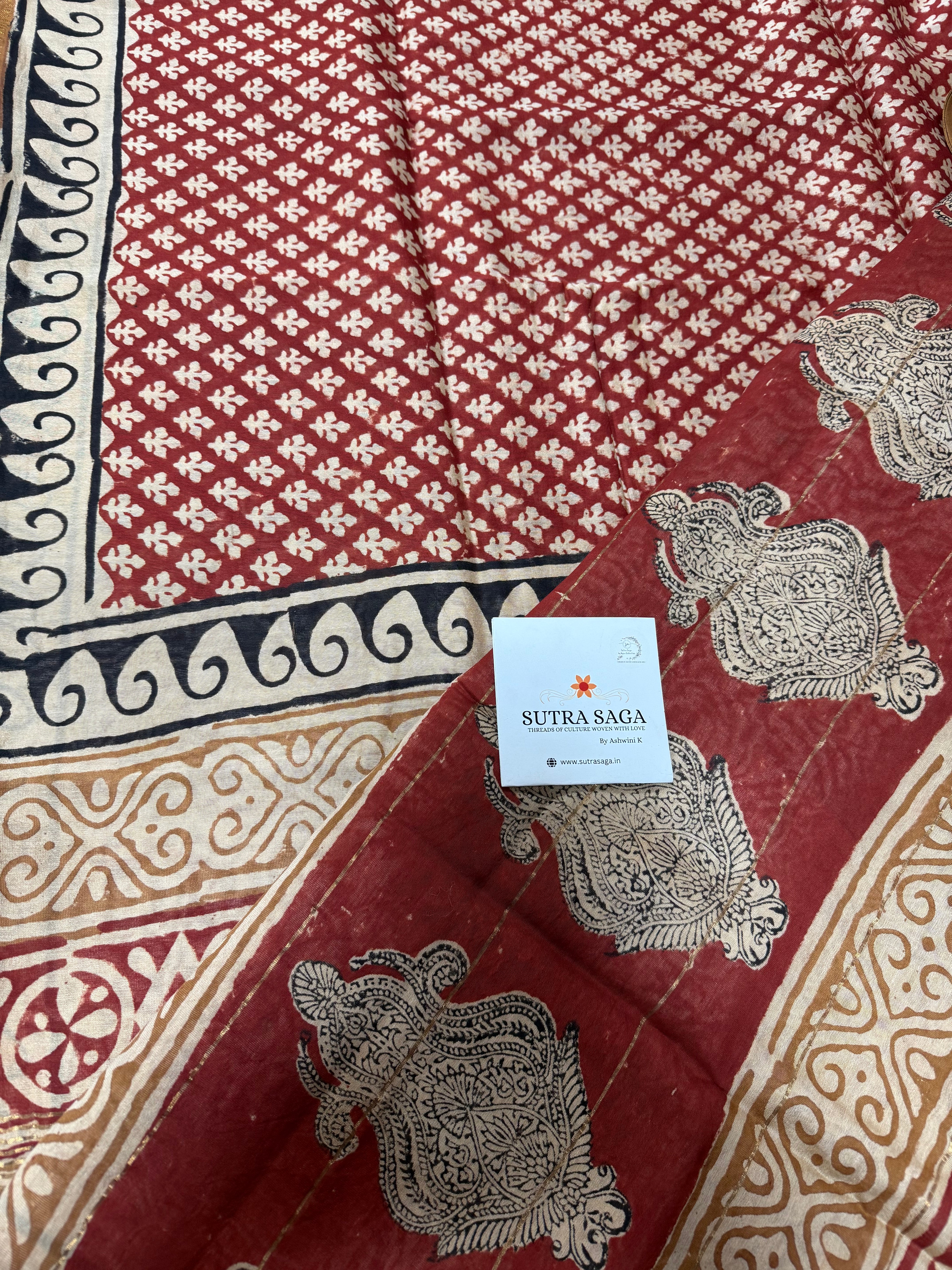 Maheshwari Handblock Saree