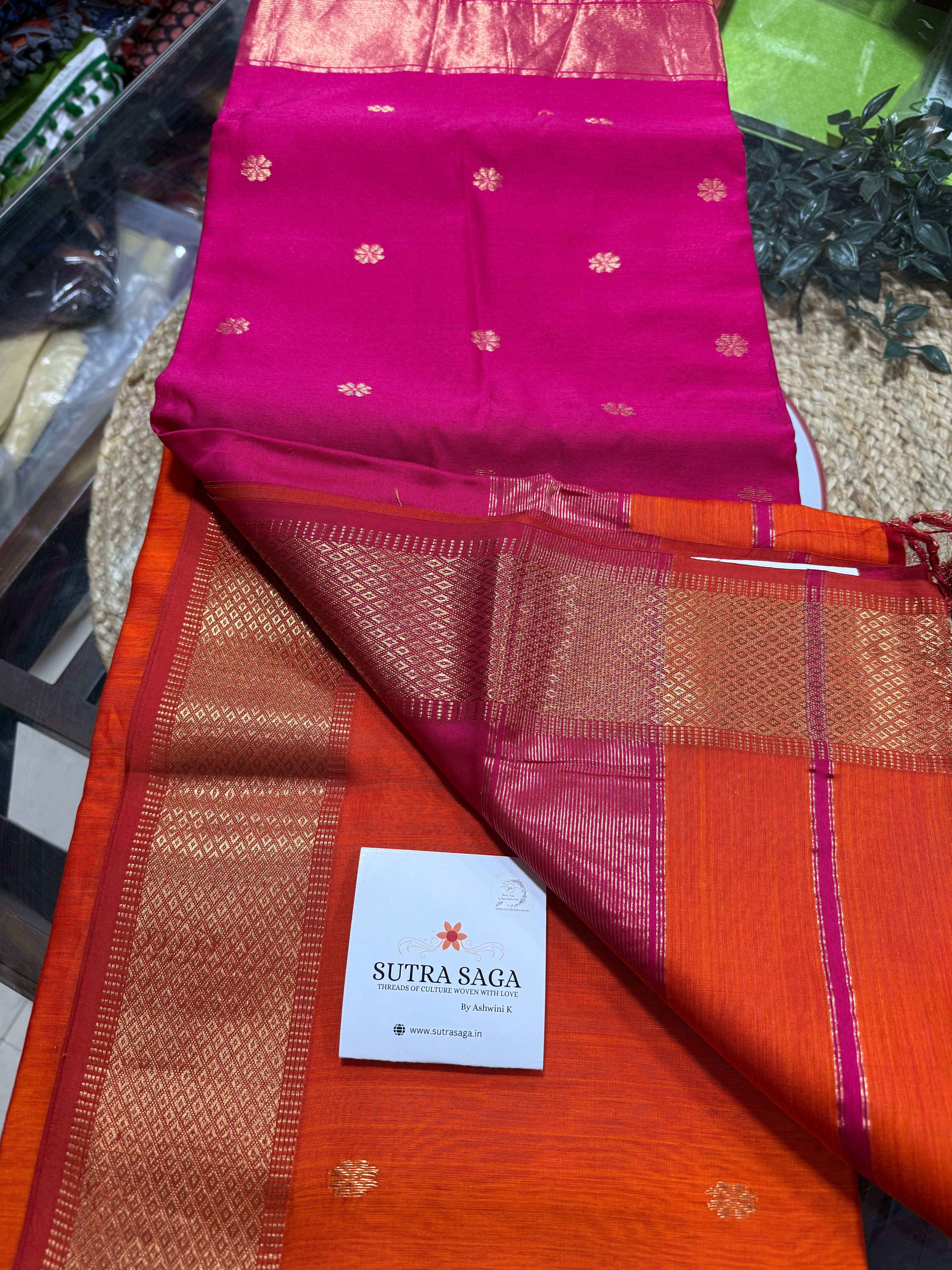 Pure Handloom Maheshwari Silk Saree