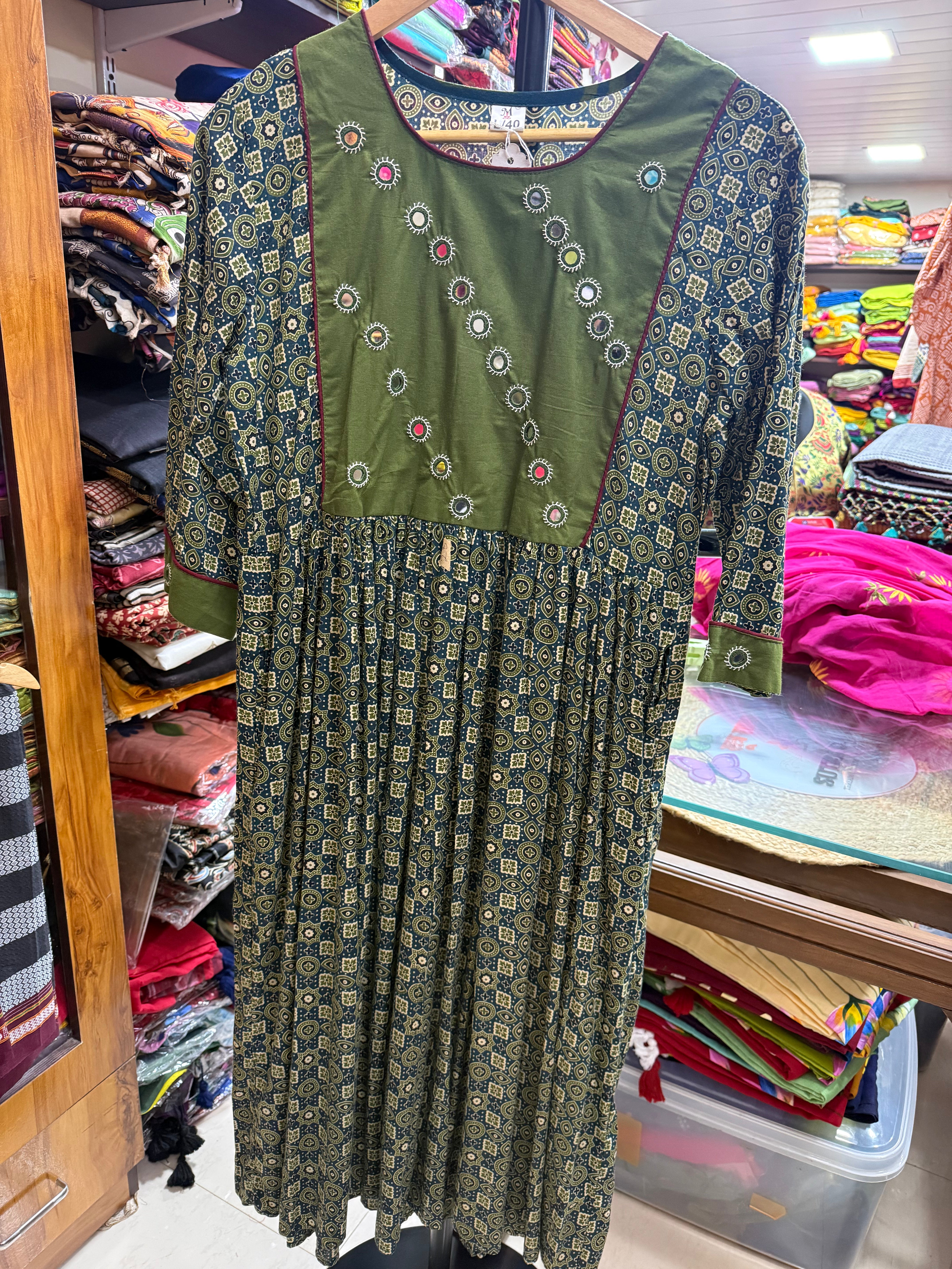 Ajrakh Mirror Work Kurta