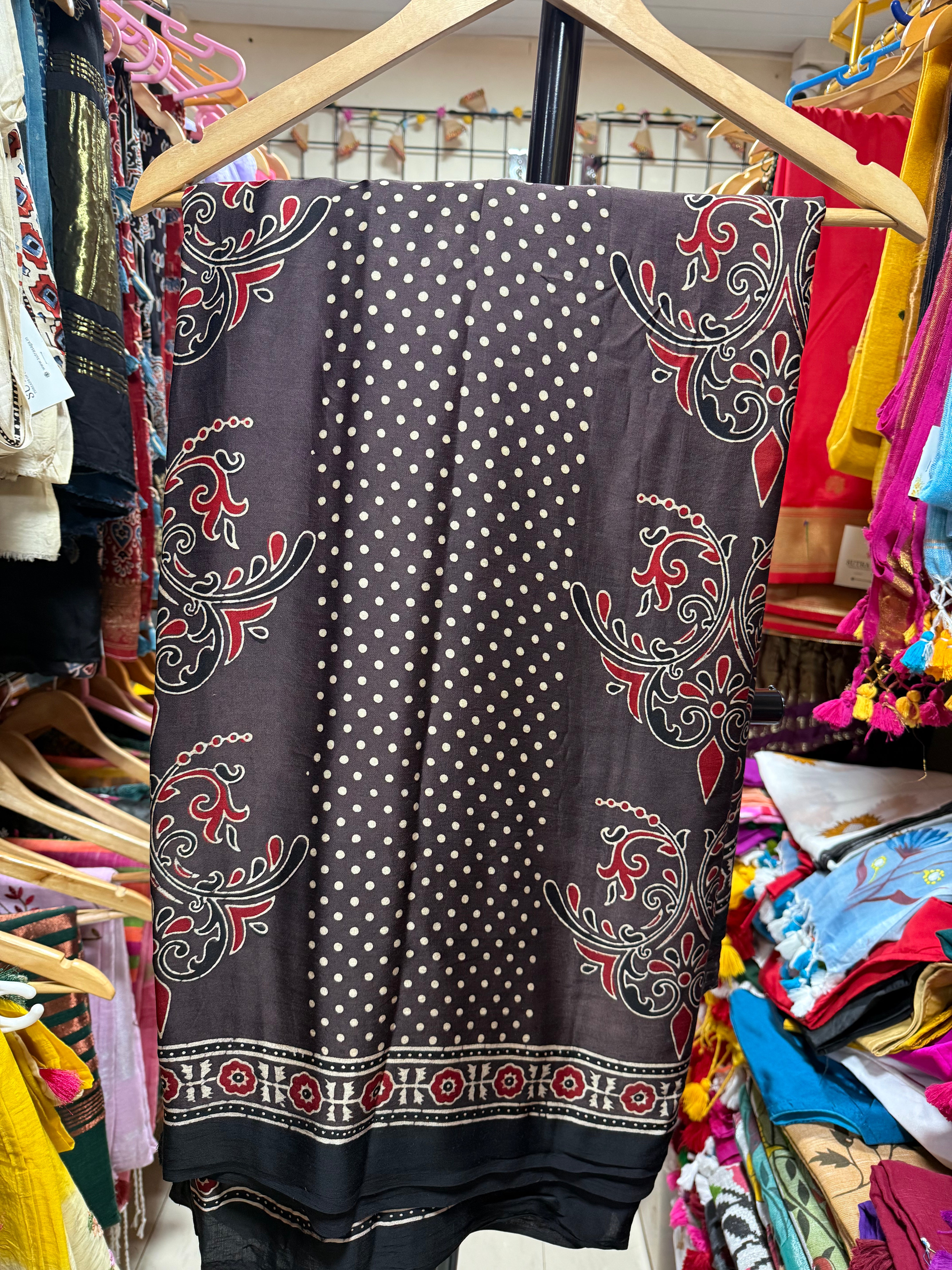 Ajrakh Modal Silk Saree
