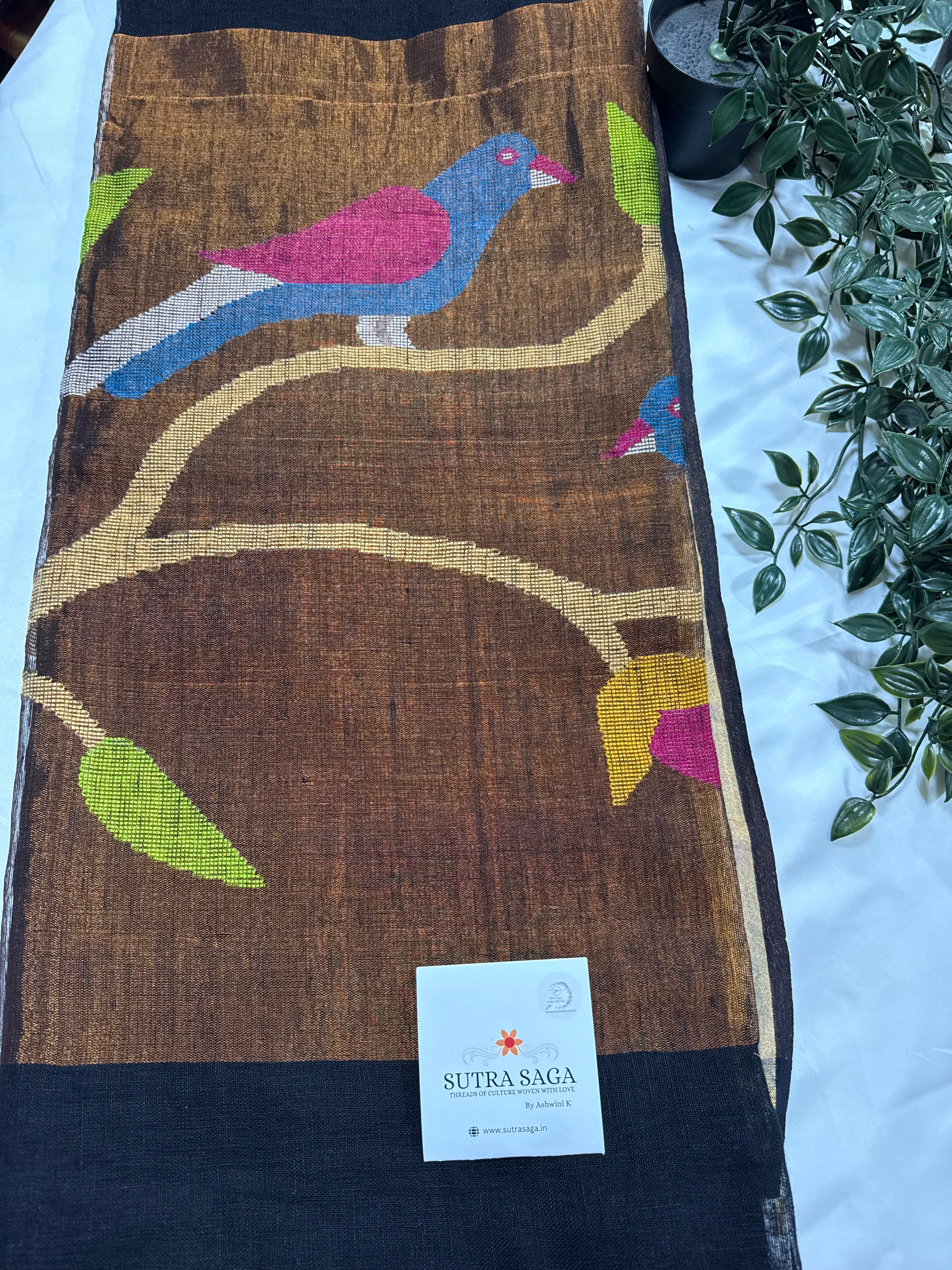 Linen Paithani Jamdani Saree