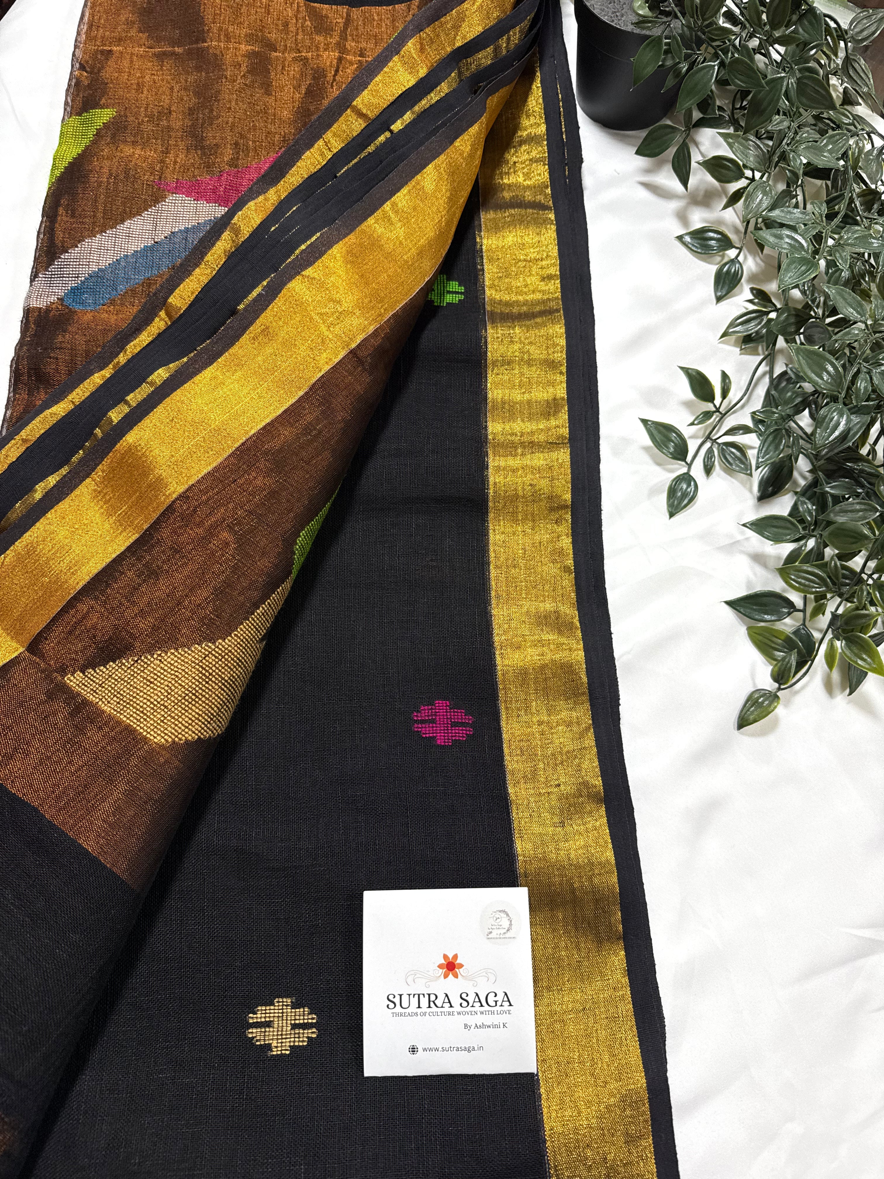 Linen Paithani Jamdani Saree