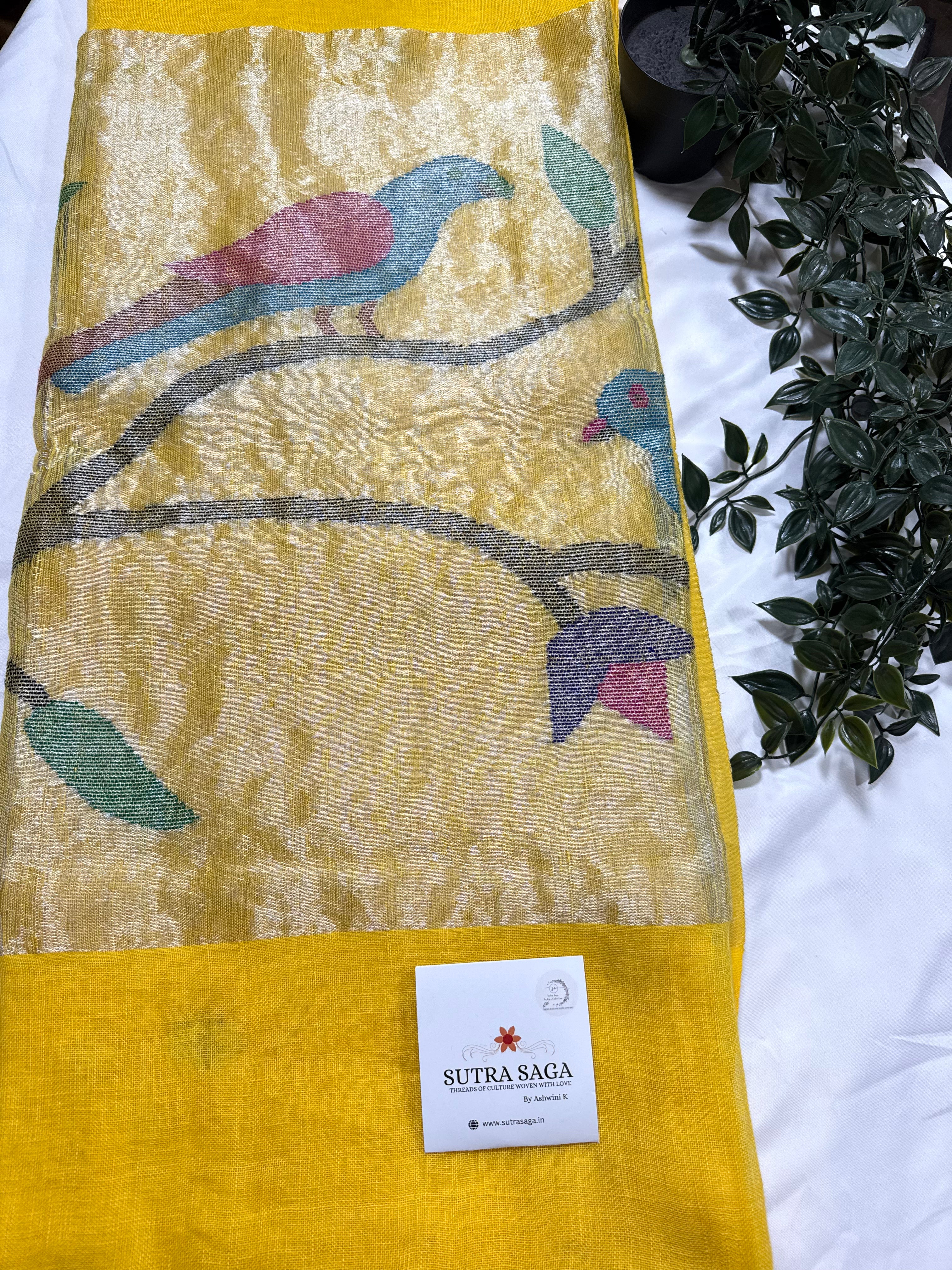 Linen Paithani Jamdani Saree