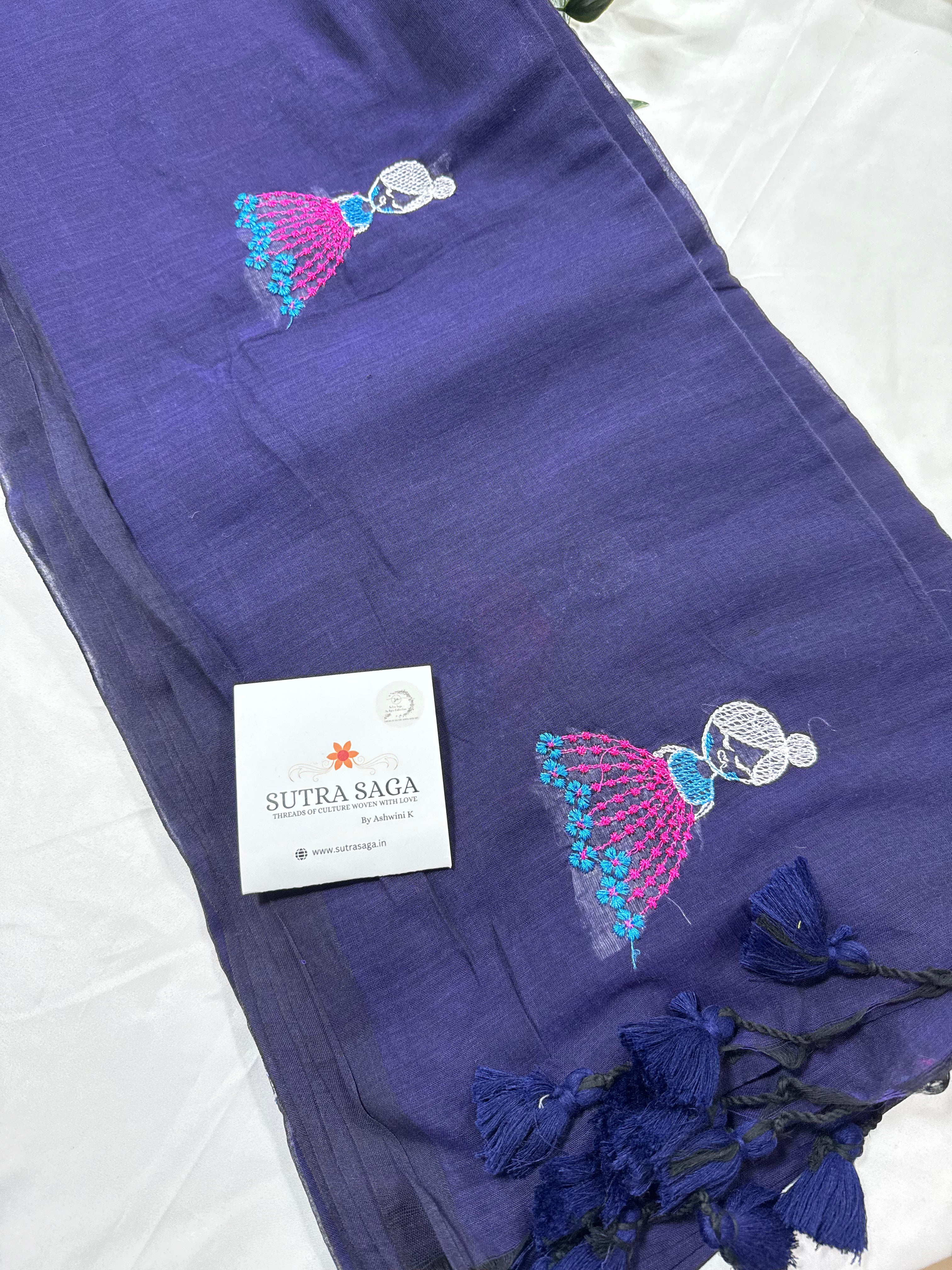 Mul Cotton Doll Embroidery Saree