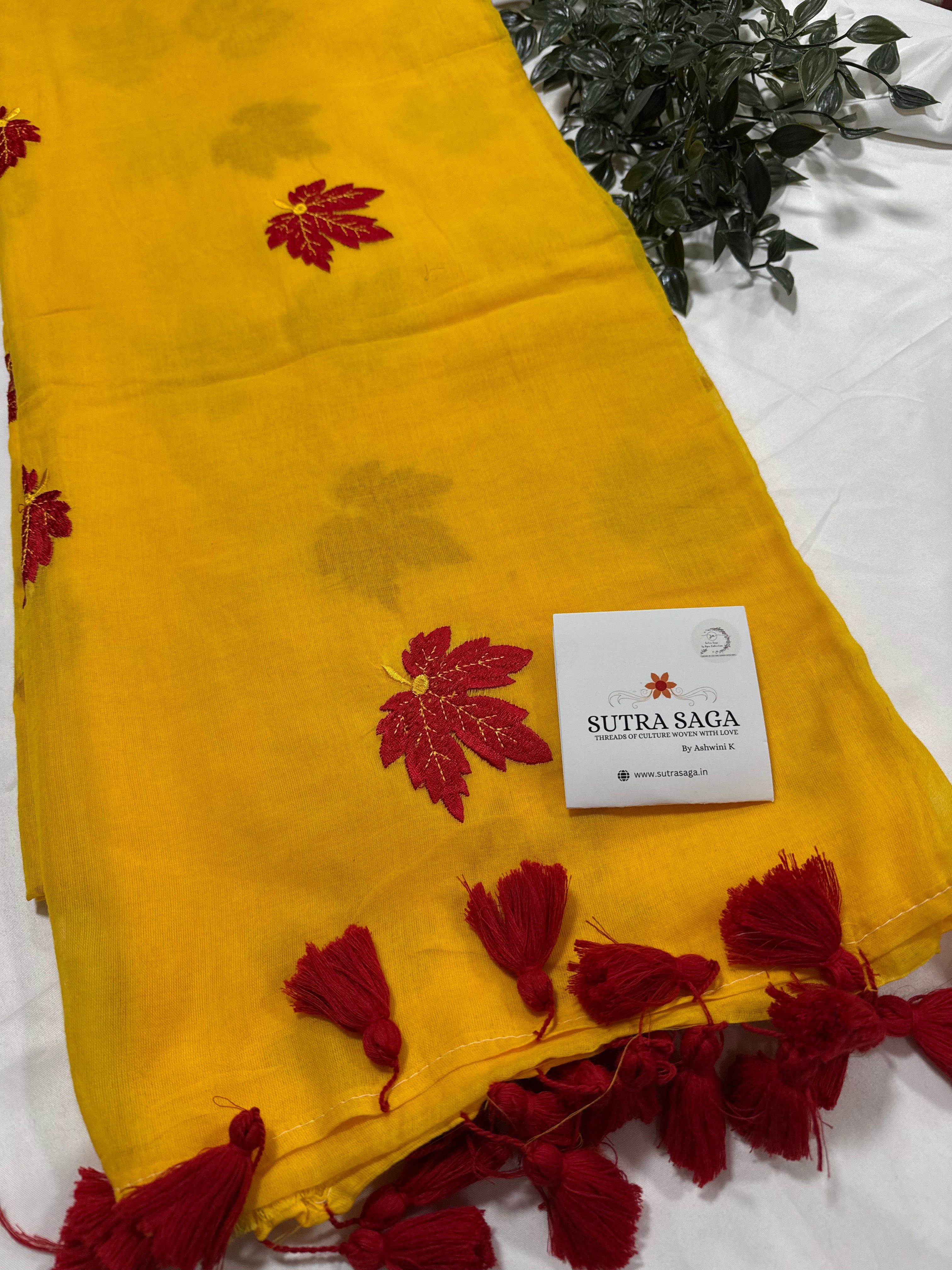 Patzhad Mul Cotron Embroidery Saree