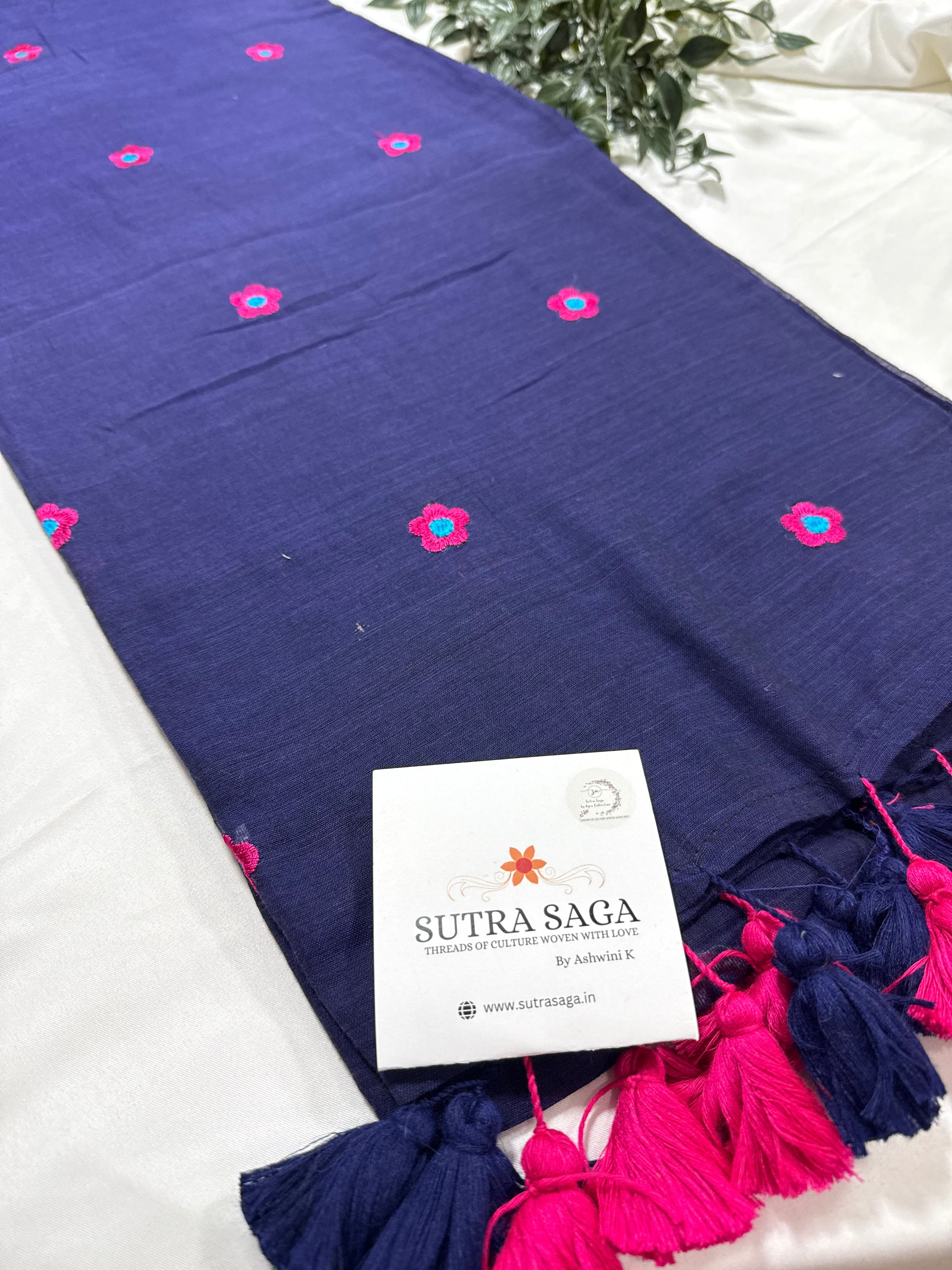Mul Cotton Embroidery Saree
