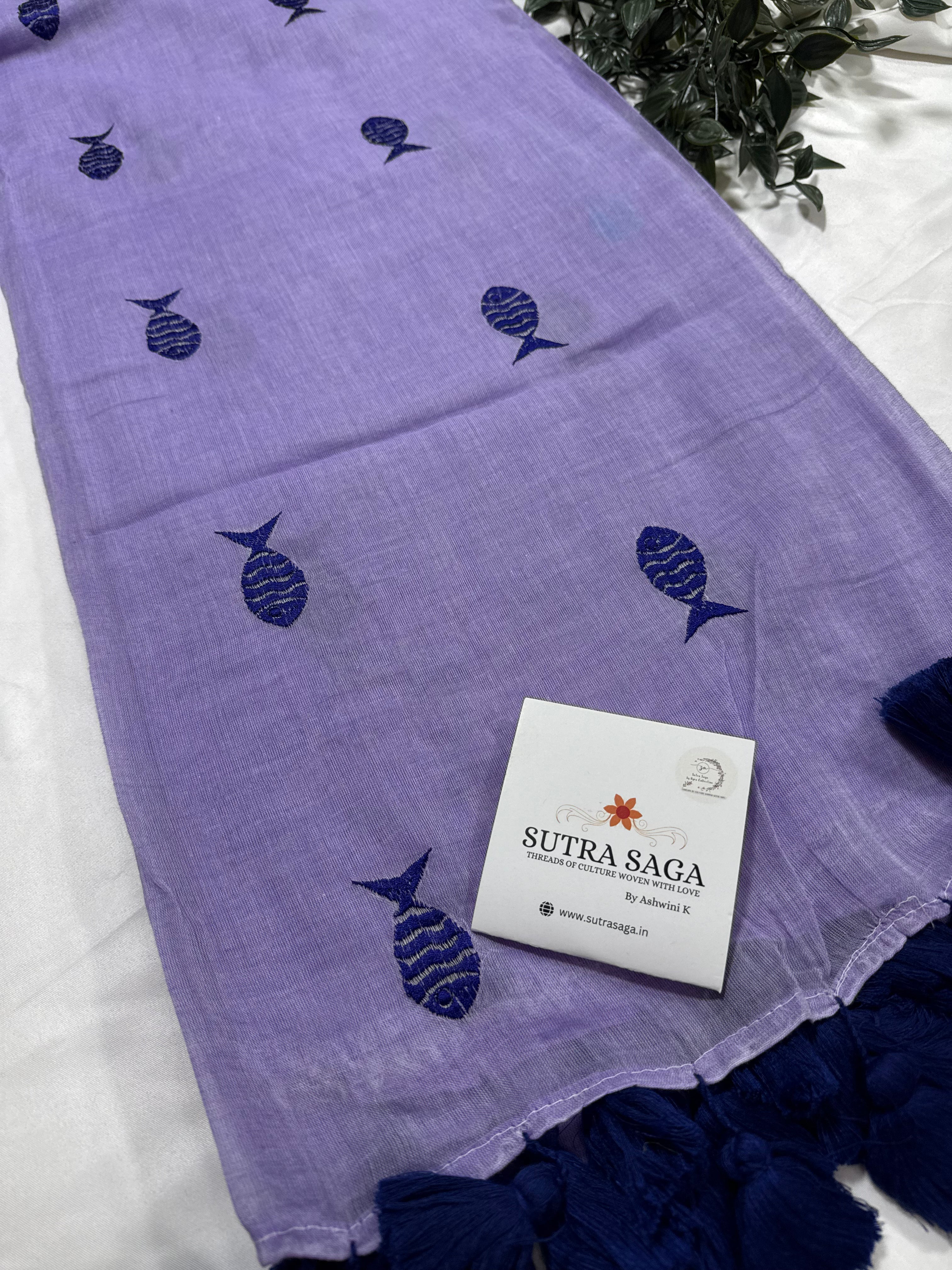 Mul Cotton embroidery Saree
