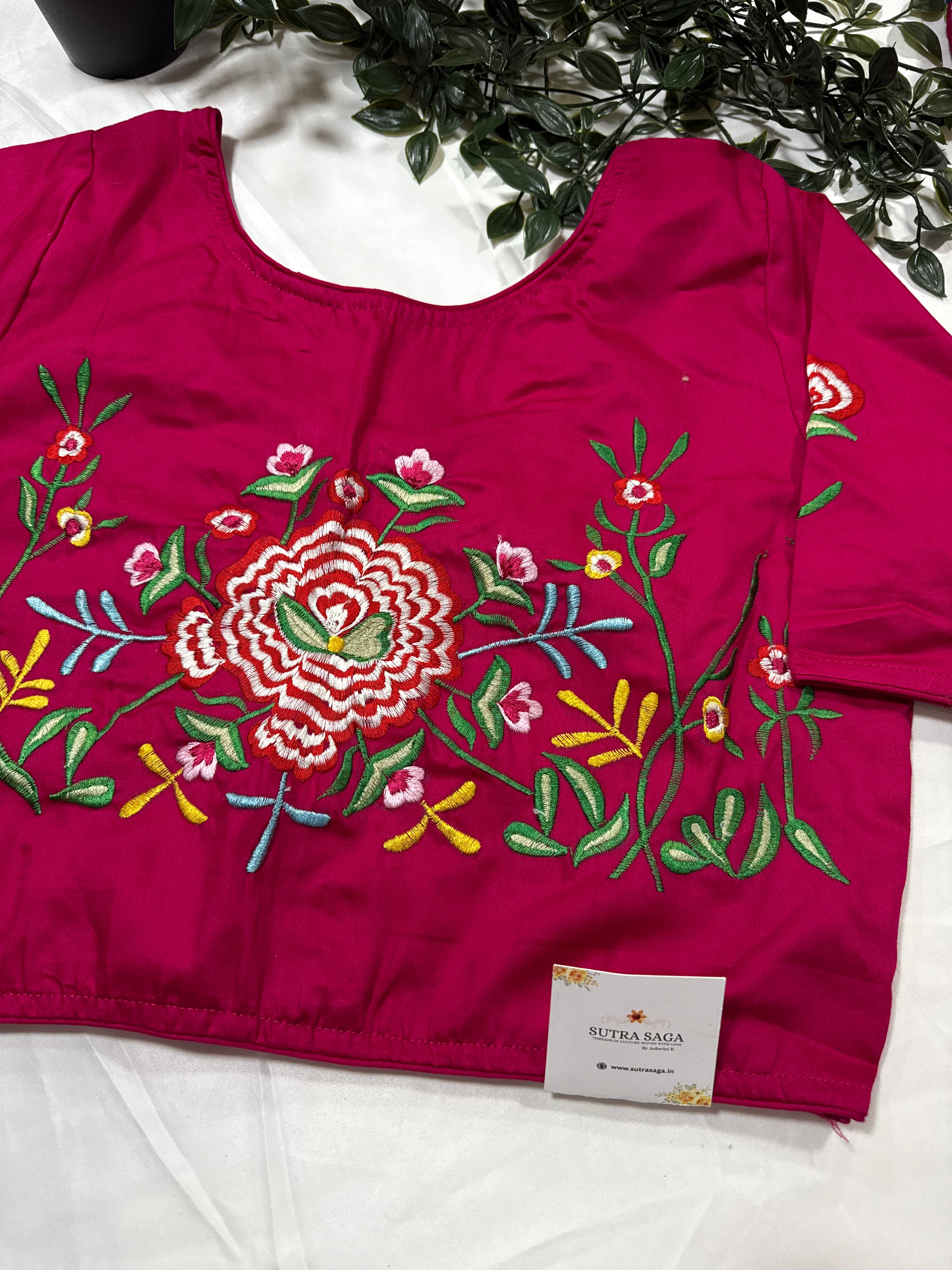 Malai Silk Blouse with Embroidery