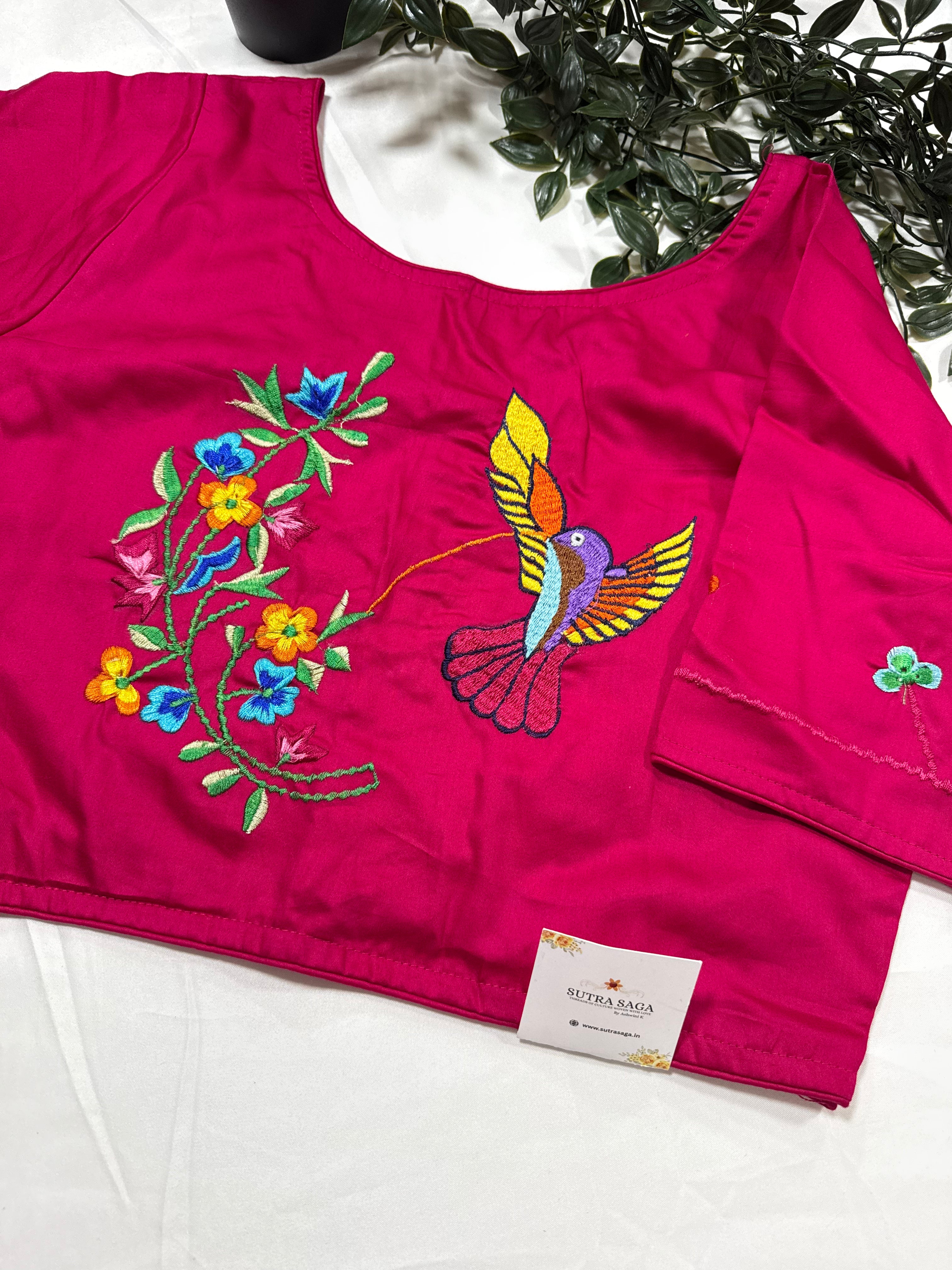 Malai Silk Blouse with Embroidery