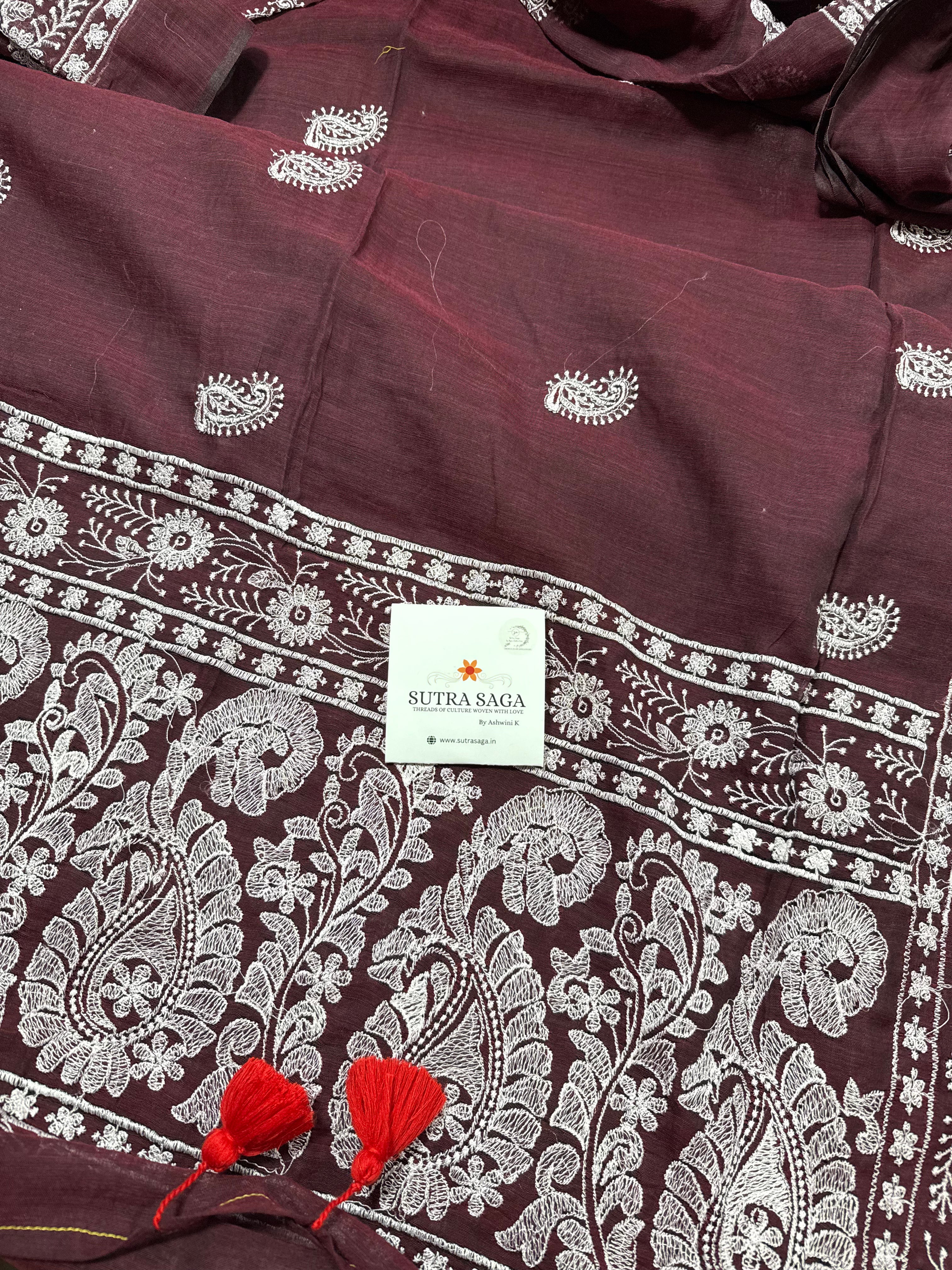 Mul Chikankari Saree