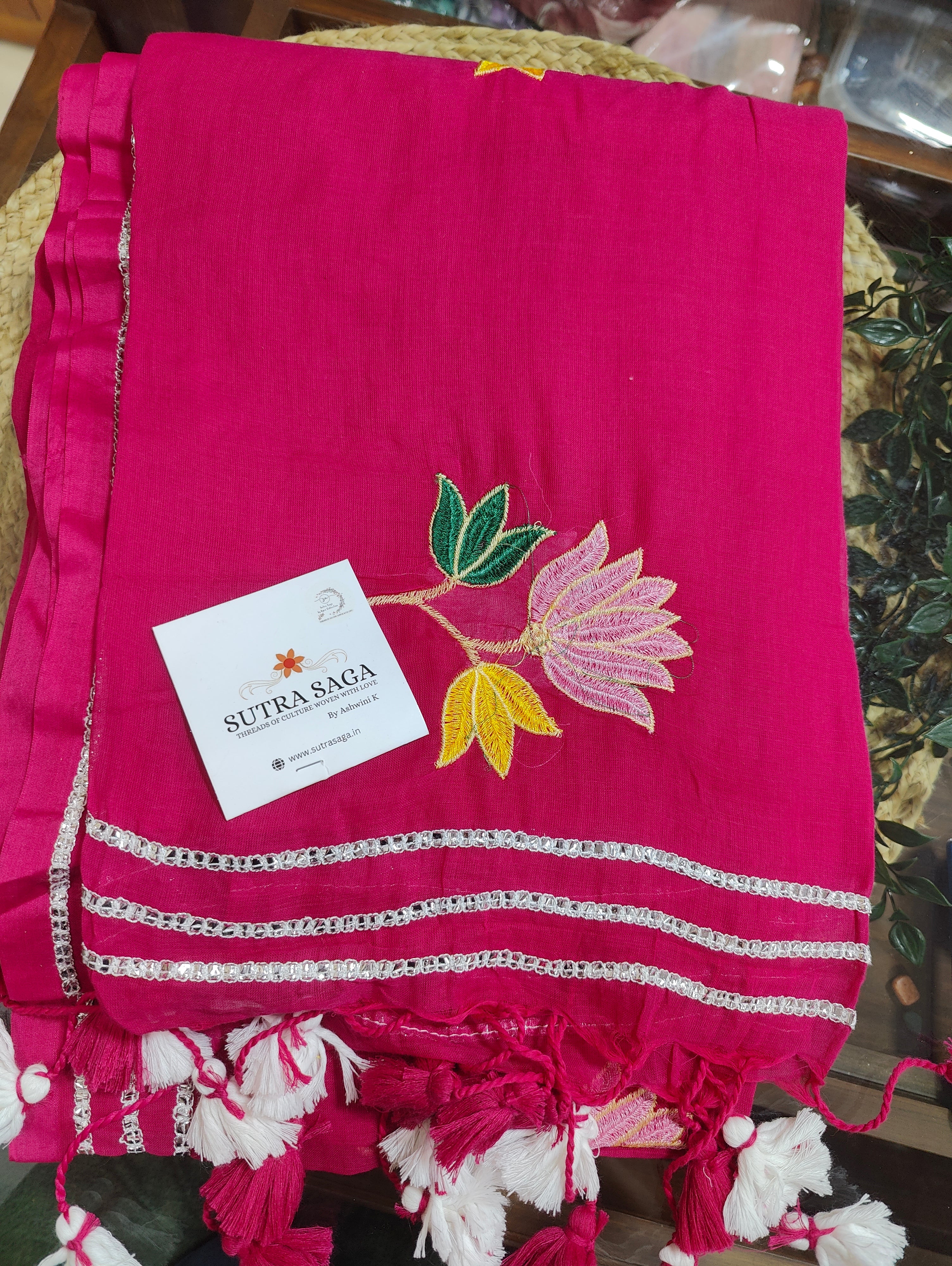 Mul Cotton Gota Patti Pattern Saree